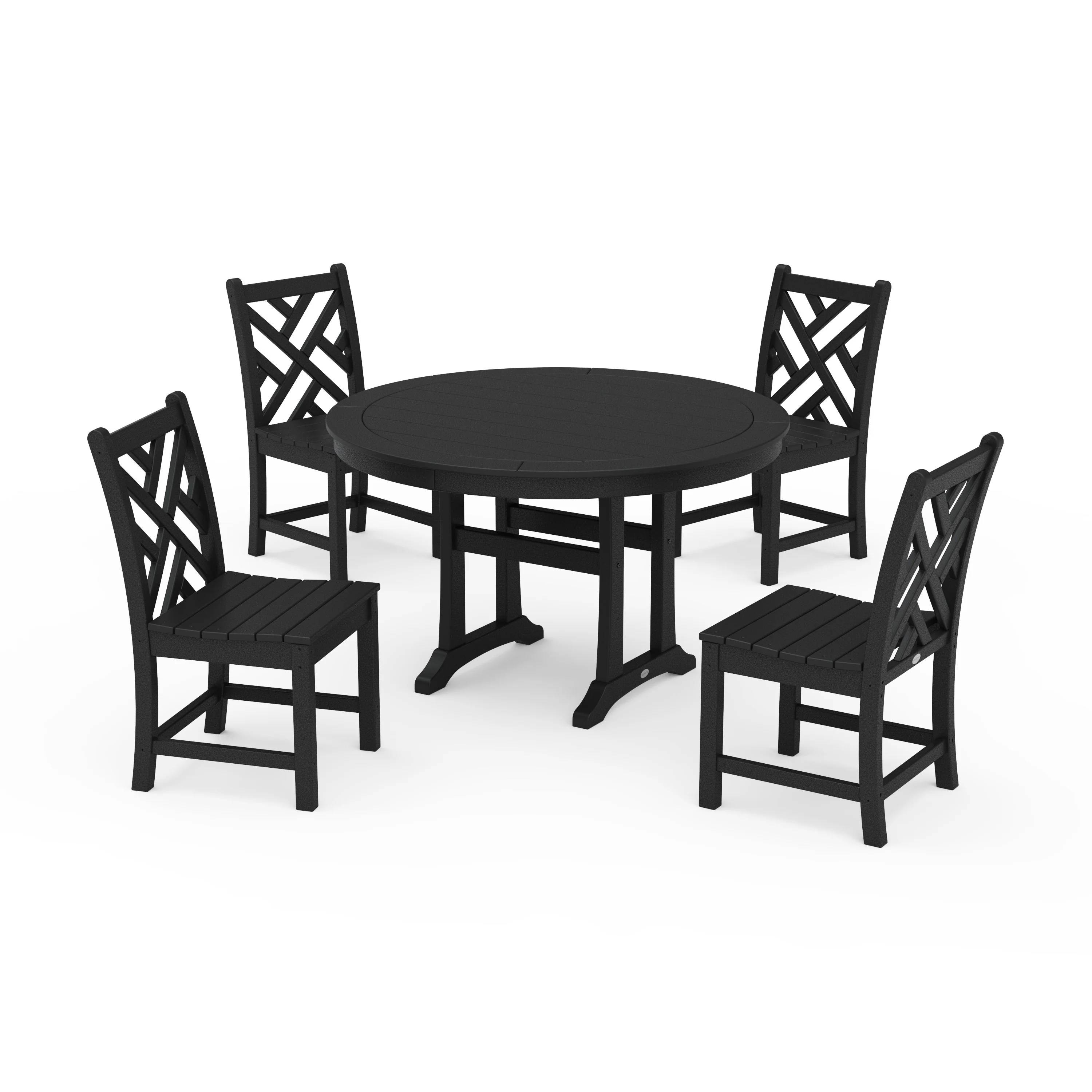 Chippendale Side Chair 5-Piece Round Dining Set With Trestle Legs - Image 9