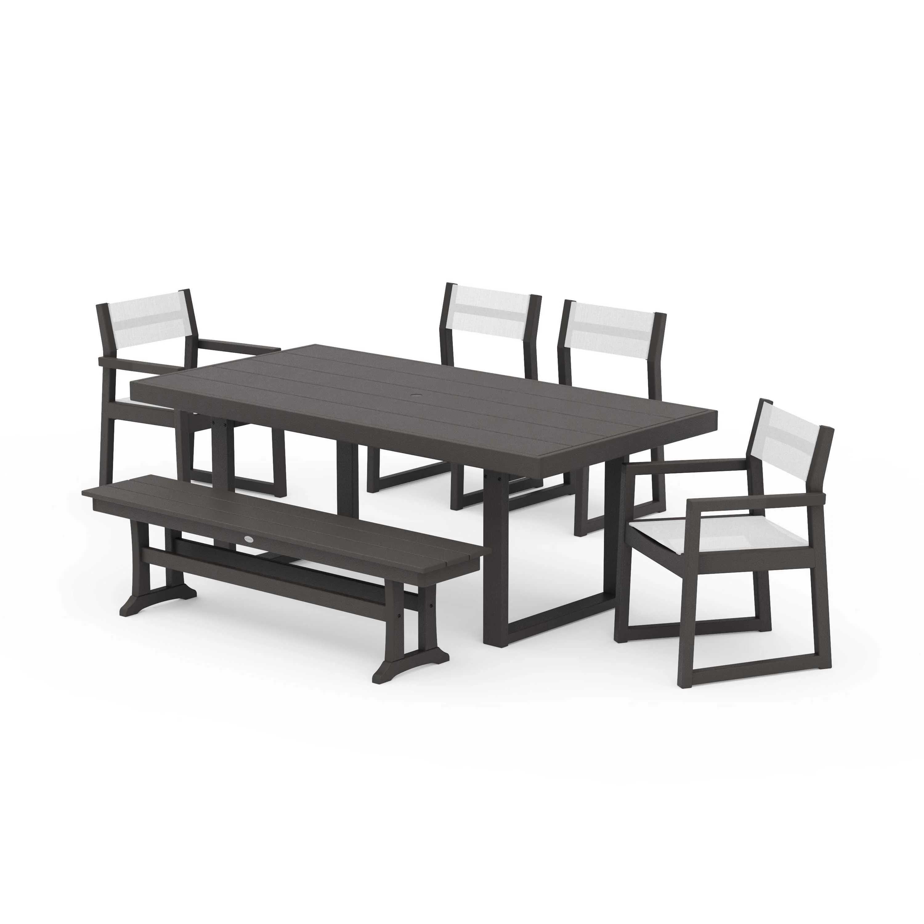 EDGE Sling 6-Piece Dining Set with Bench - Image 106
