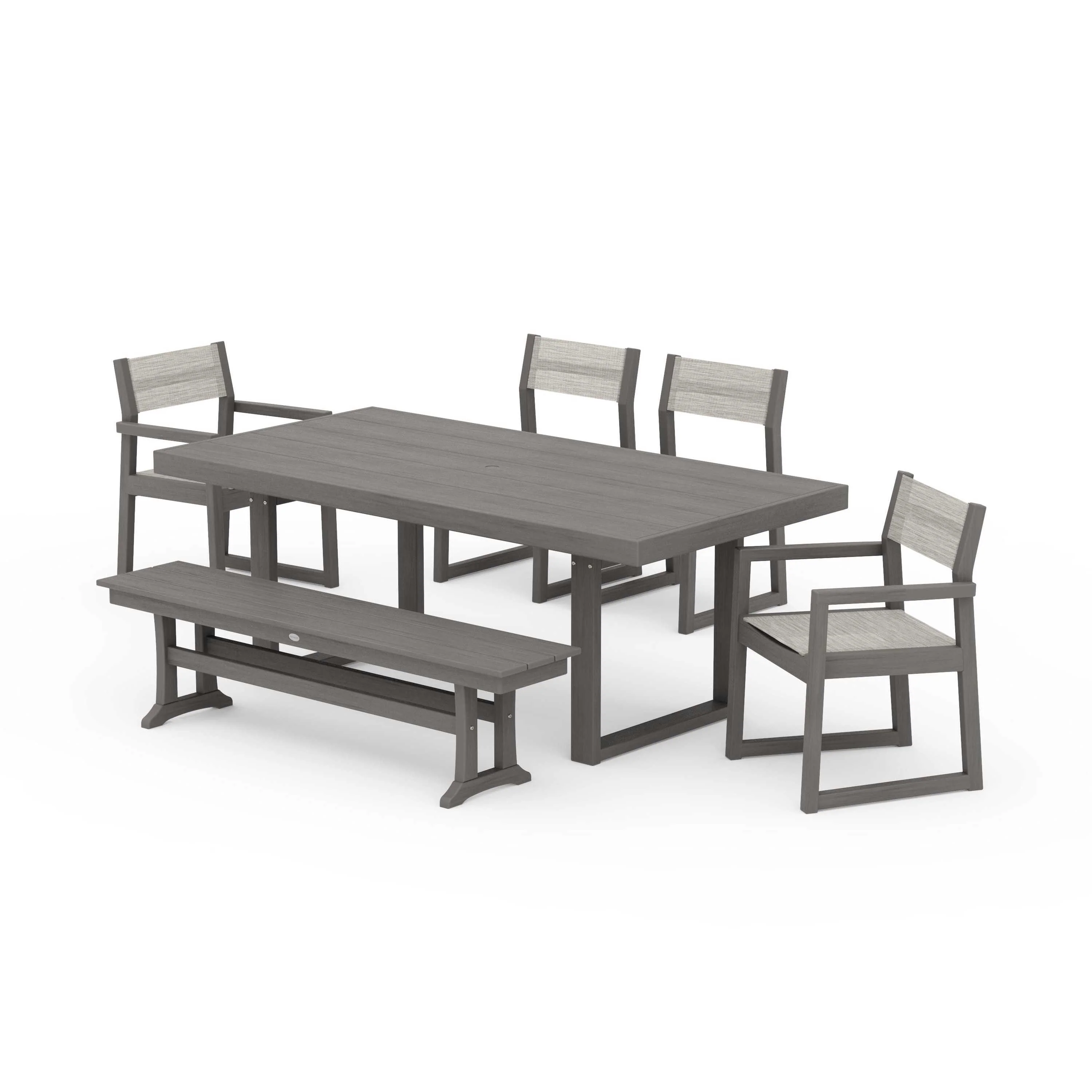 EDGE Sling 6-Piece Dining Set with Bench - Image 133