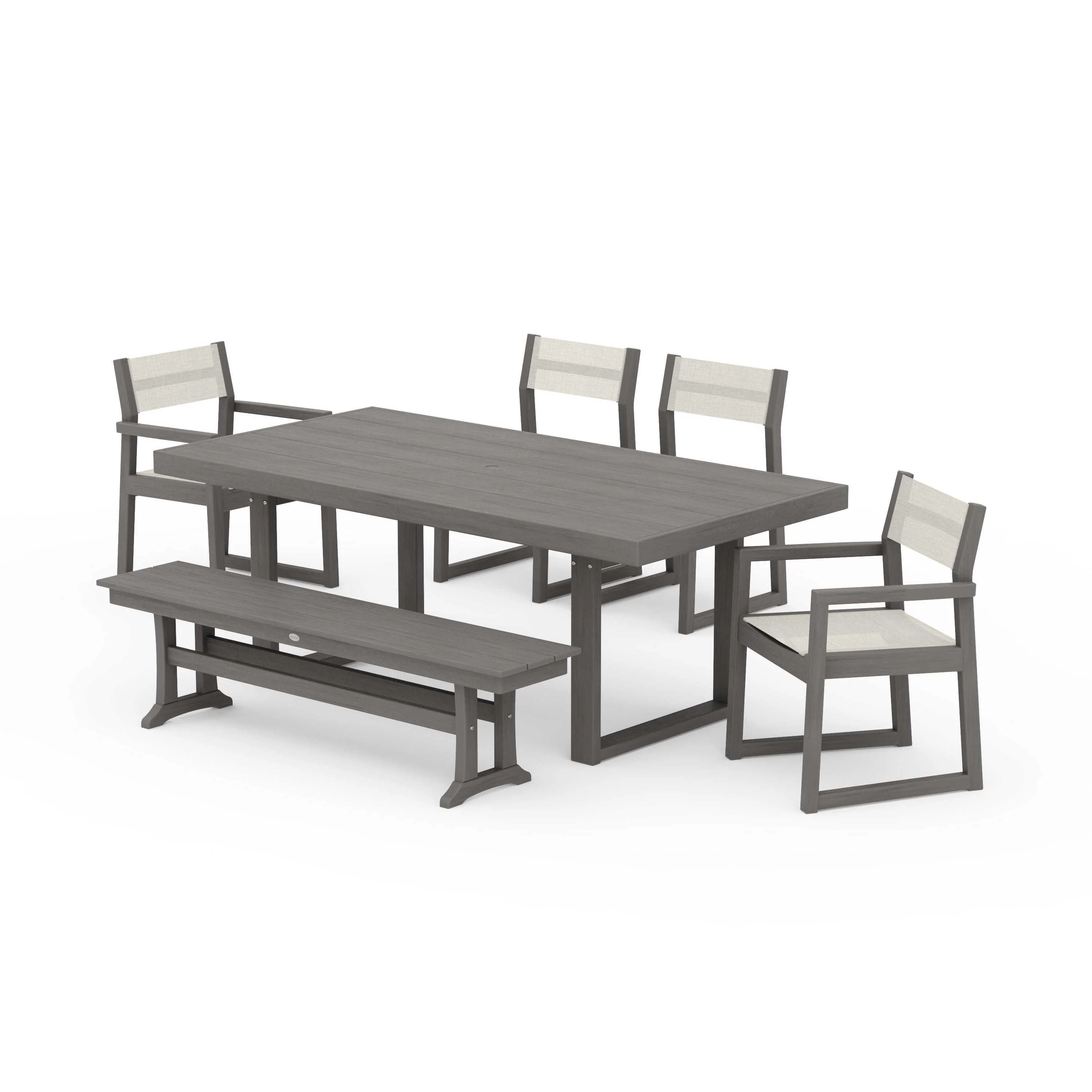 EDGE Sling 6-Piece Dining Set with Bench - Image 53