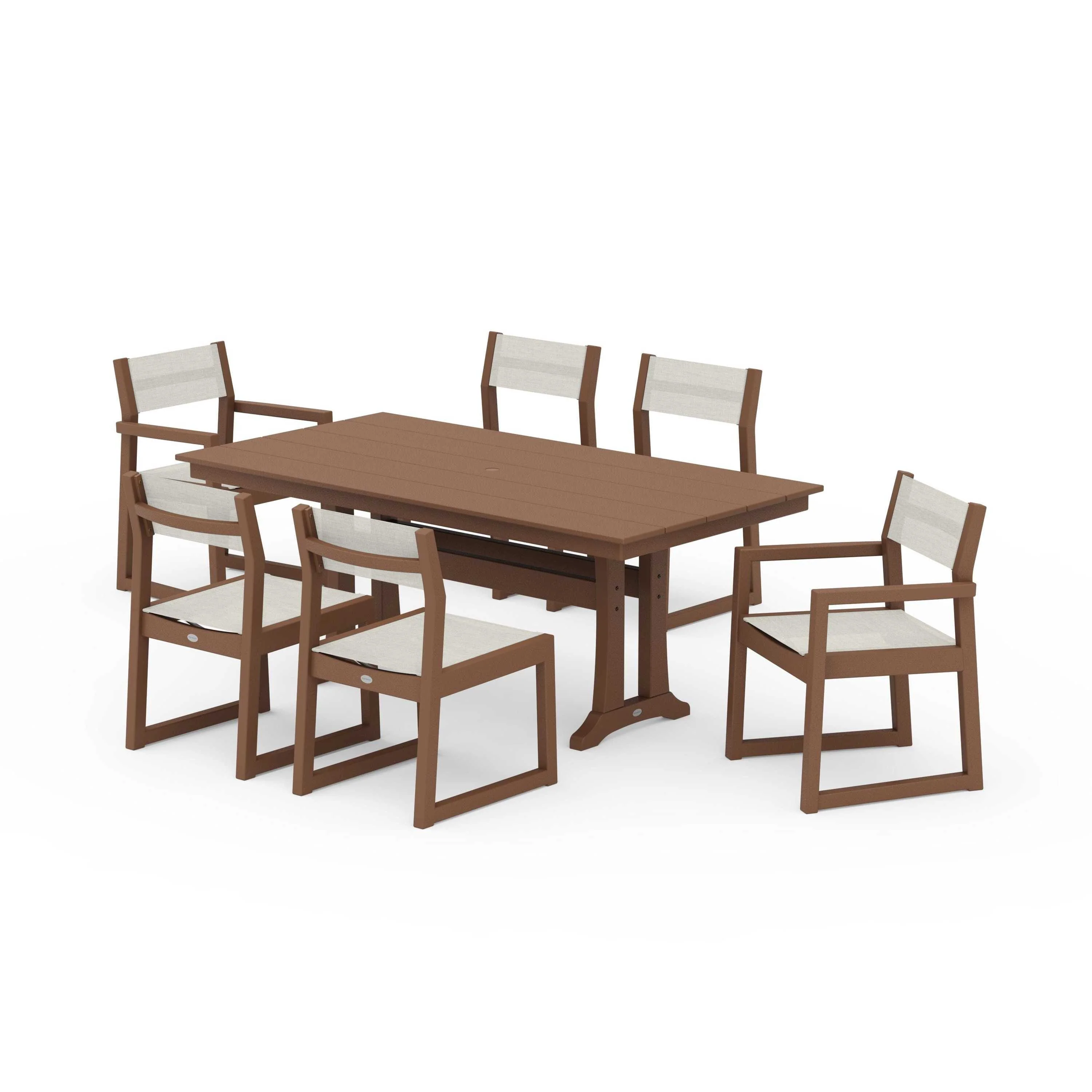 EDGE Sling 7-Piece Farmhouse Trestle Dining Set - Image 136