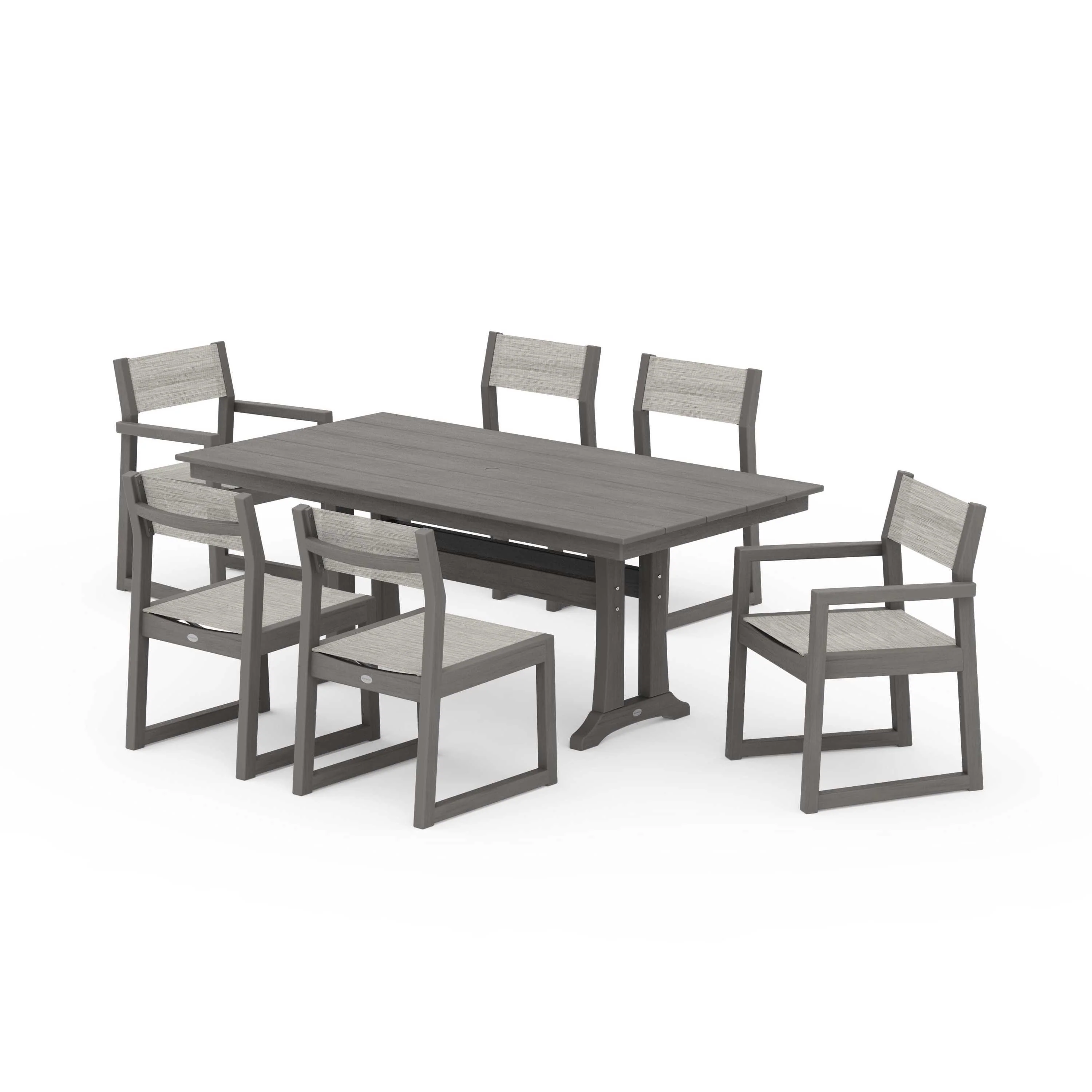 EDGE Sling 7-Piece Farmhouse Trestle Dining Set - Image 137