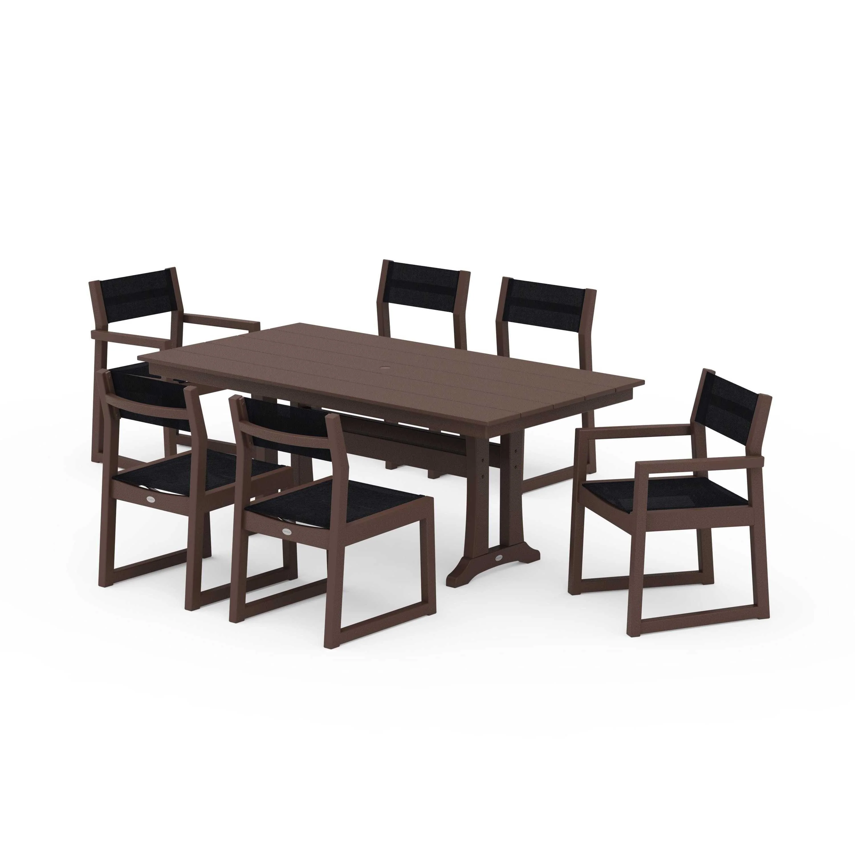 EDGE Sling 7-Piece Farmhouse Trestle Dining Set - Image 138