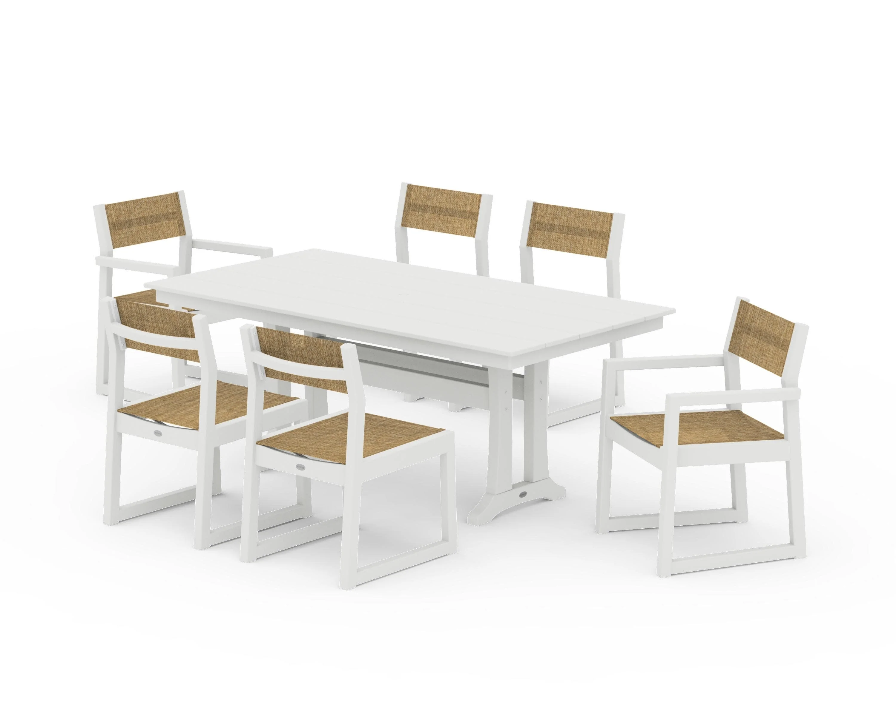 EDGE Sling 7-Piece Farmhouse Trestle Dining Set - Image 28
