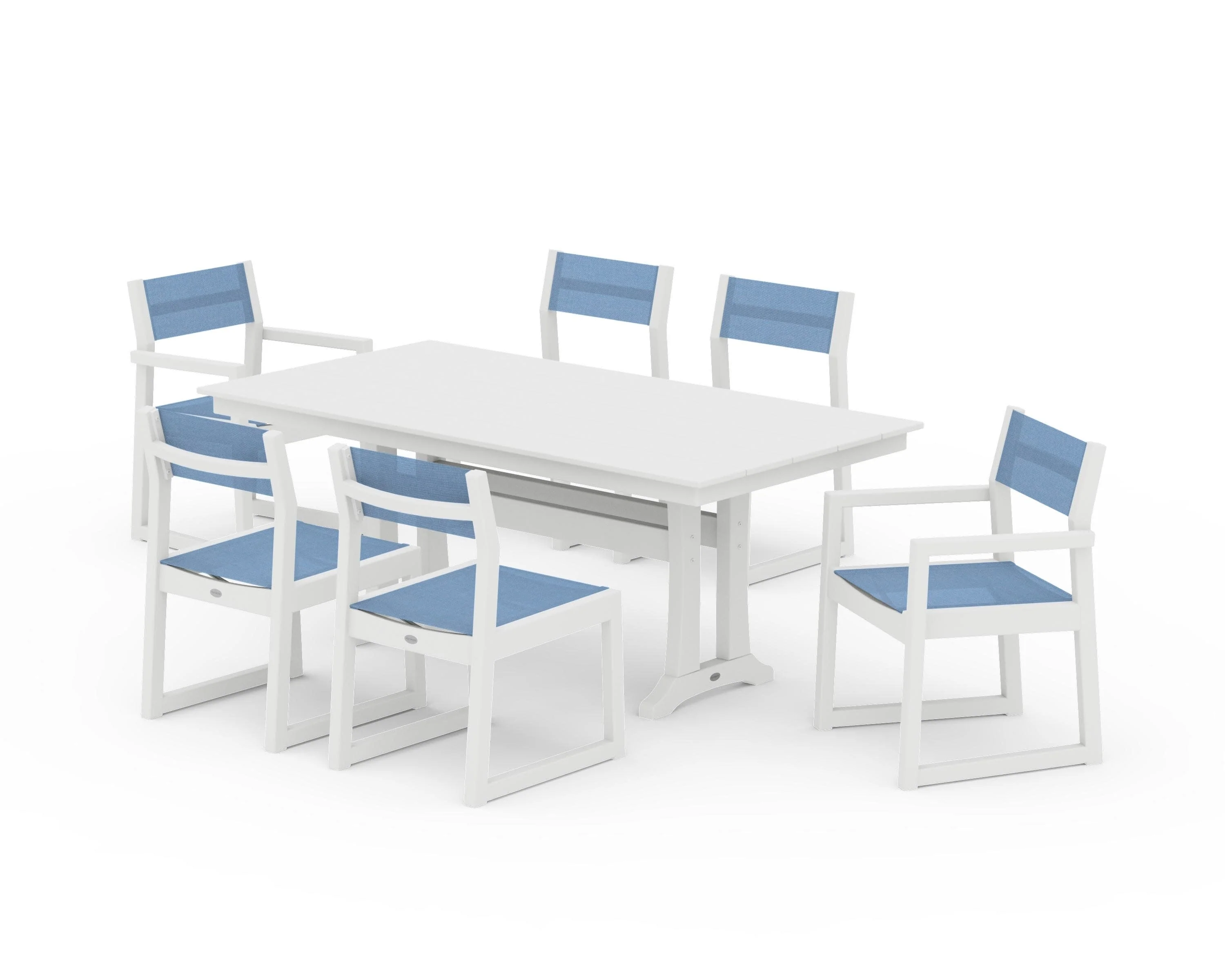 EDGE Sling 7-Piece Farmhouse Trestle Dining Set - Image 38