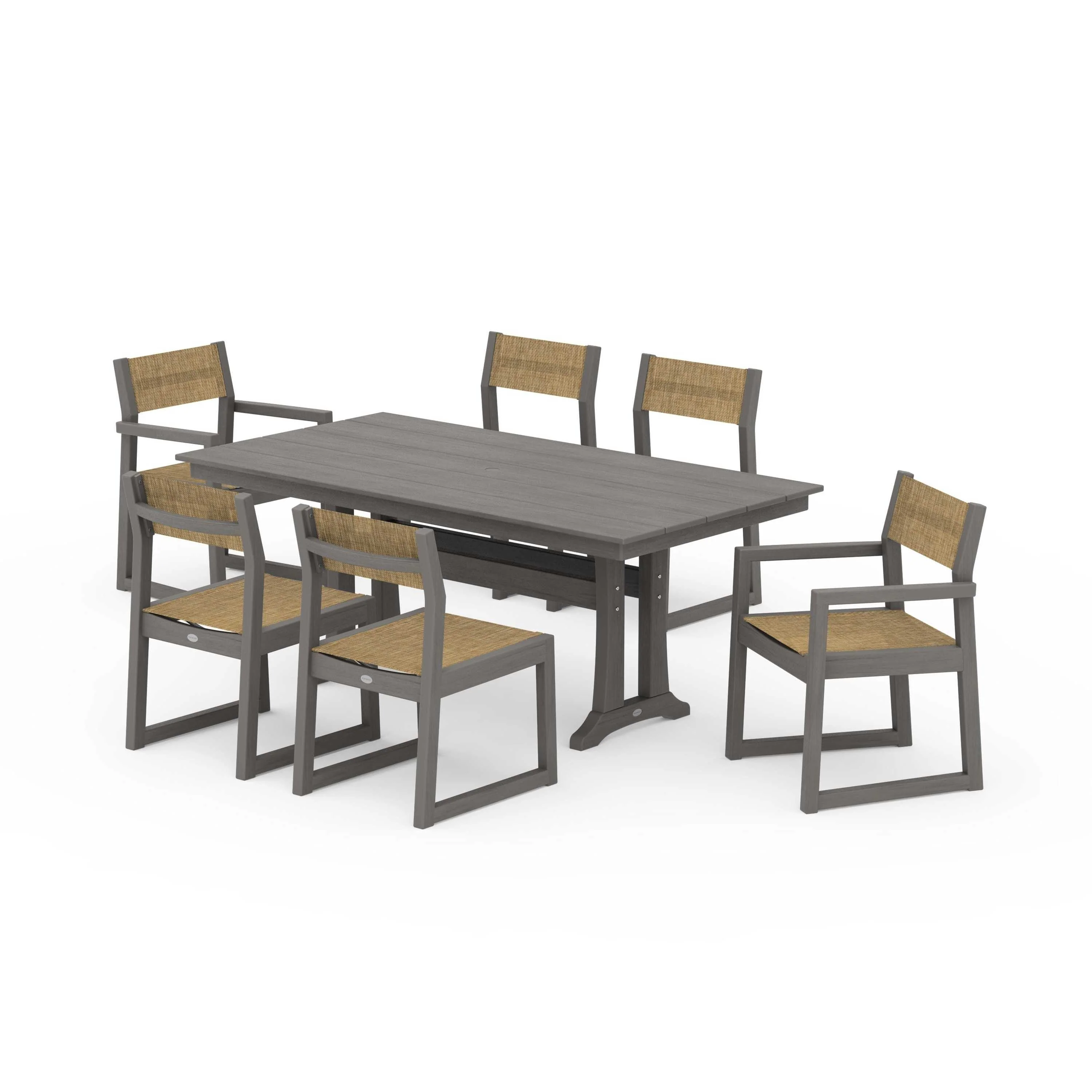 EDGE Sling 7-Piece Farmhouse Trestle Dining Set - Image 49