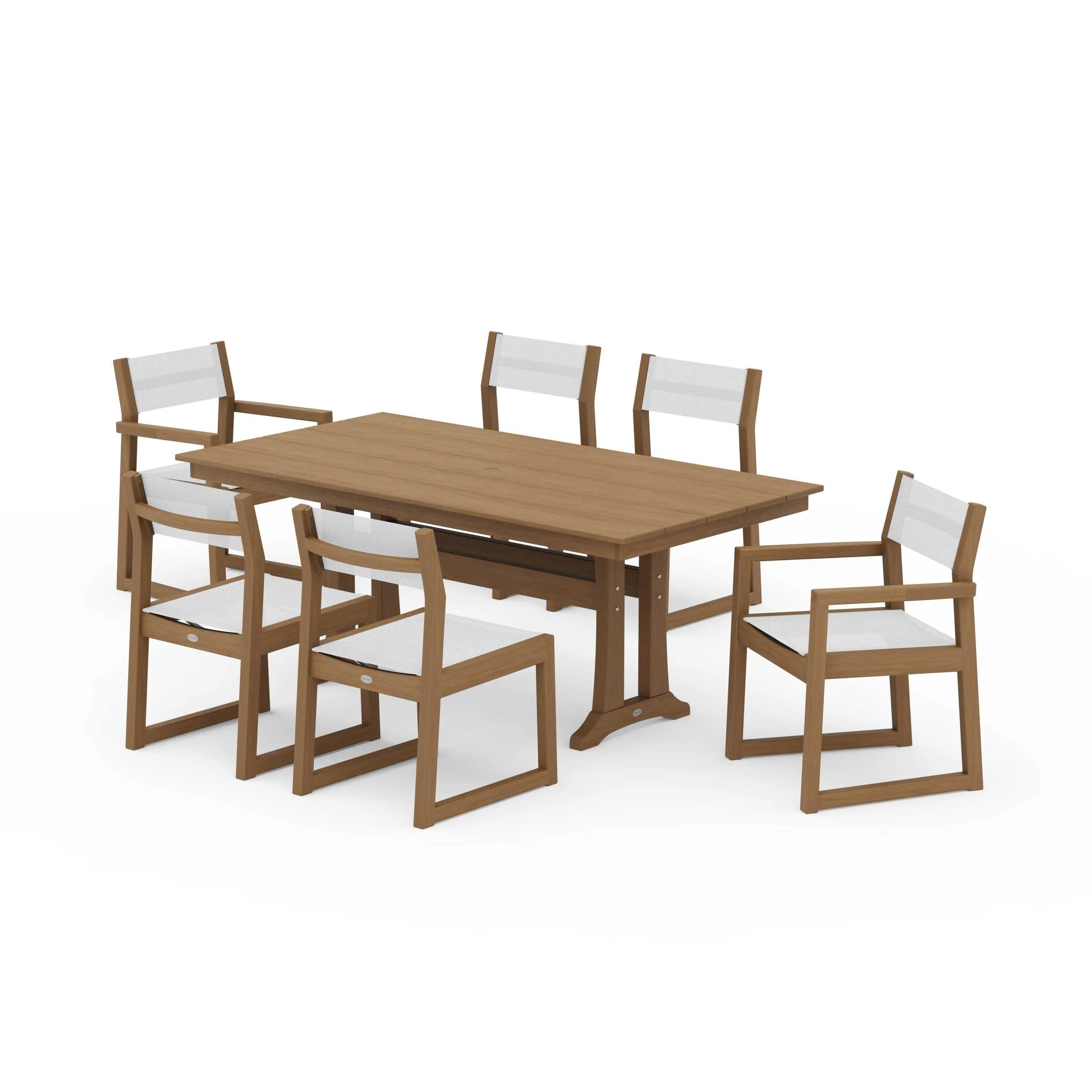 EDGE Sling 7-Piece Farmhouse Trestle Dining Set - Image 56
