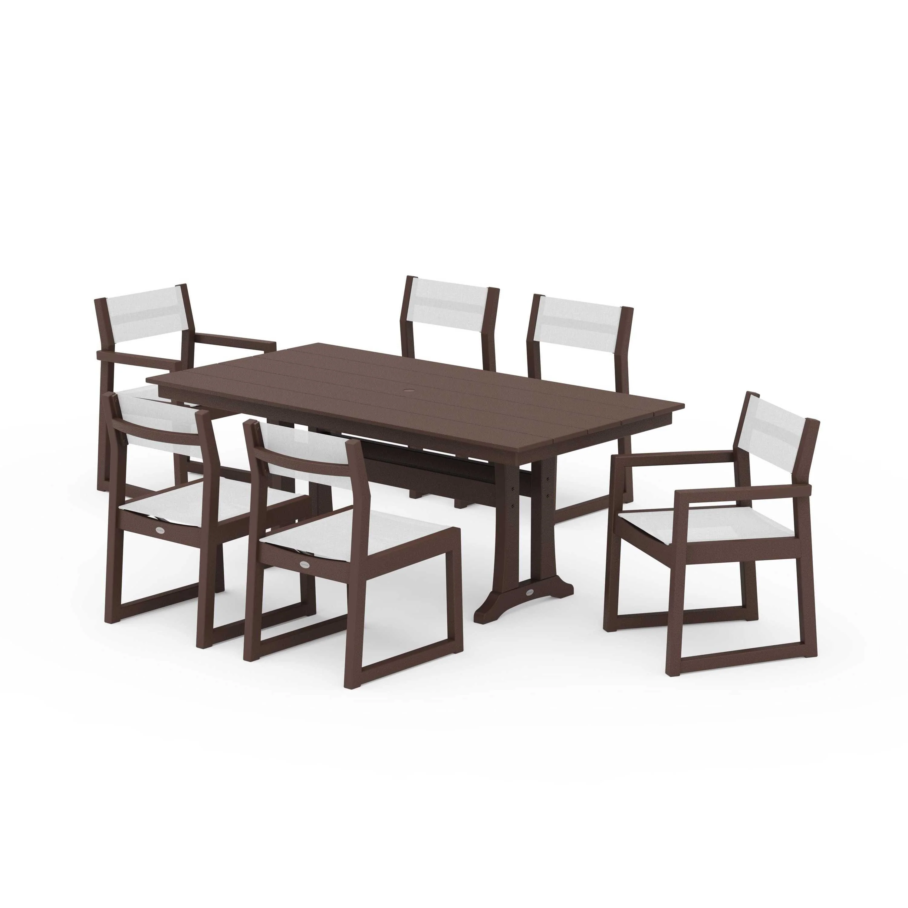 EDGE Sling 7-Piece Farmhouse Trestle Dining Set - Image 60