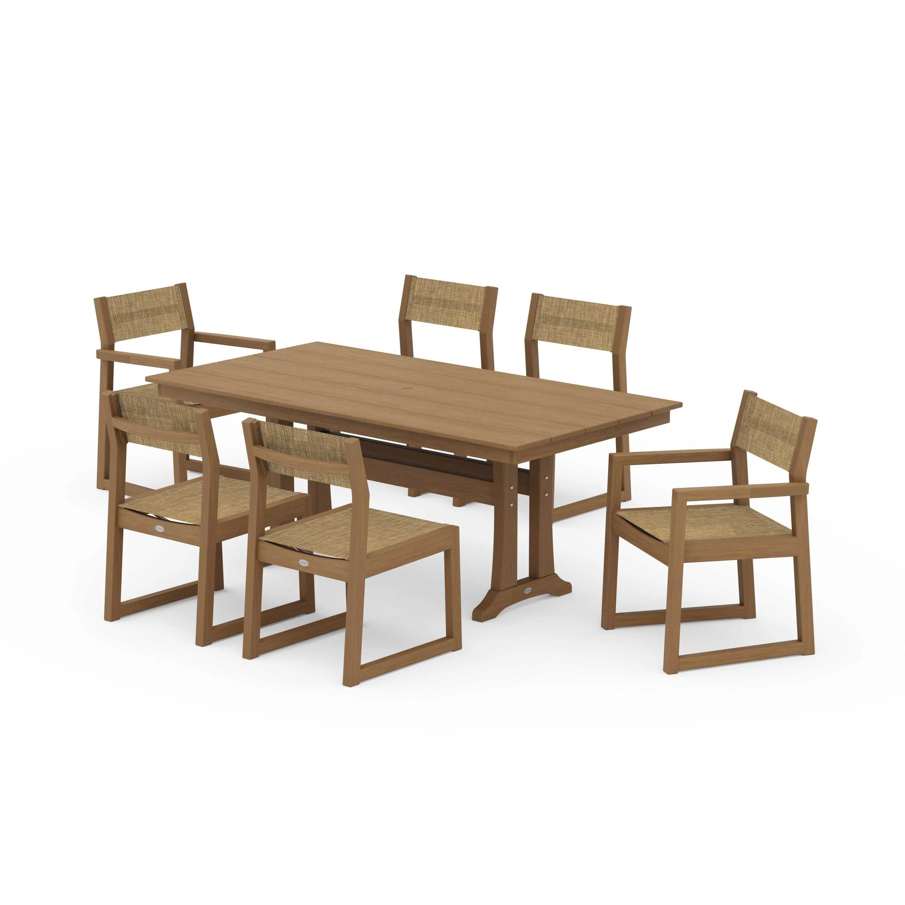EDGE Sling 7-Piece Farmhouse Trestle Dining Set - Image 75
