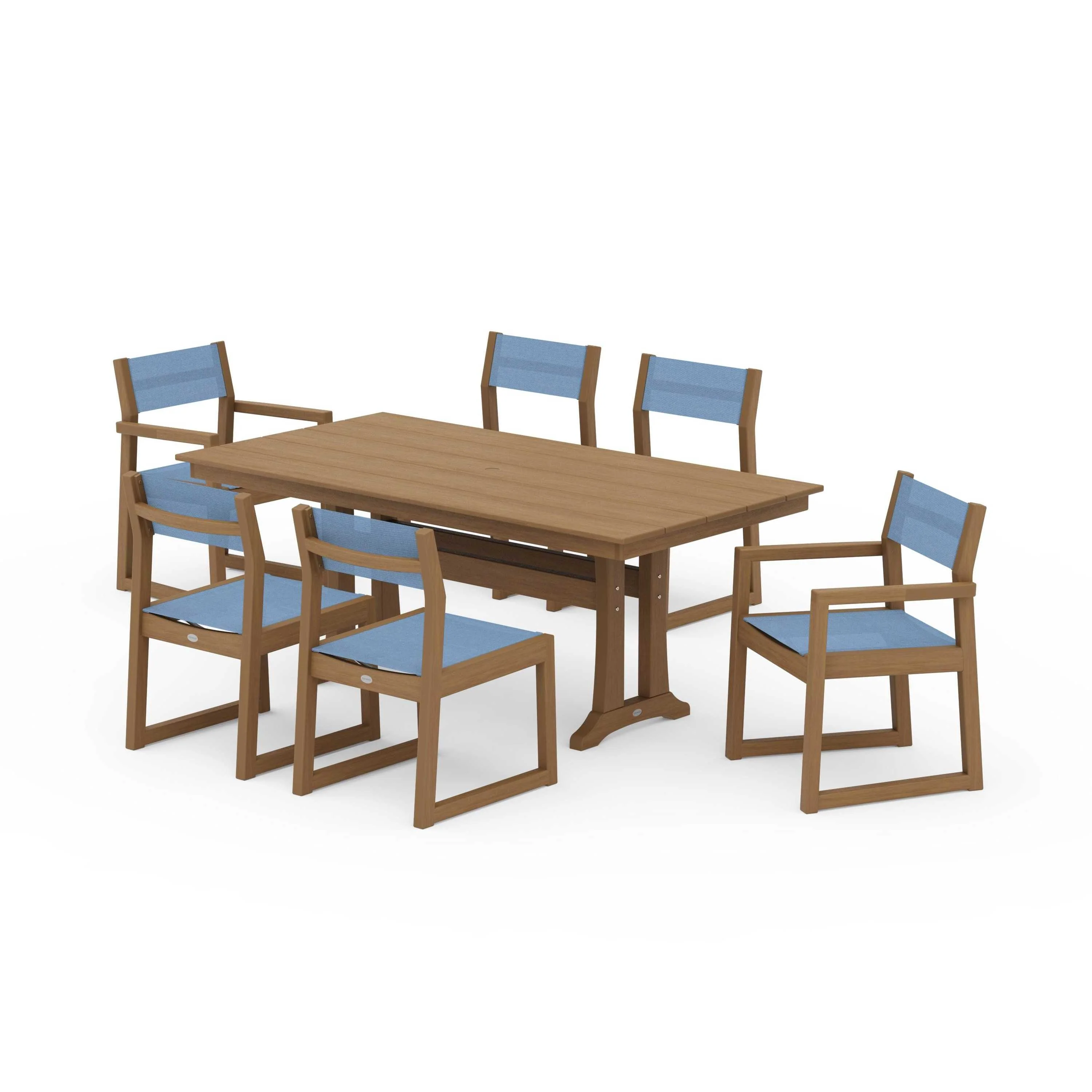 EDGE Sling 7-Piece Farmhouse Trestle Dining Set - Image 82