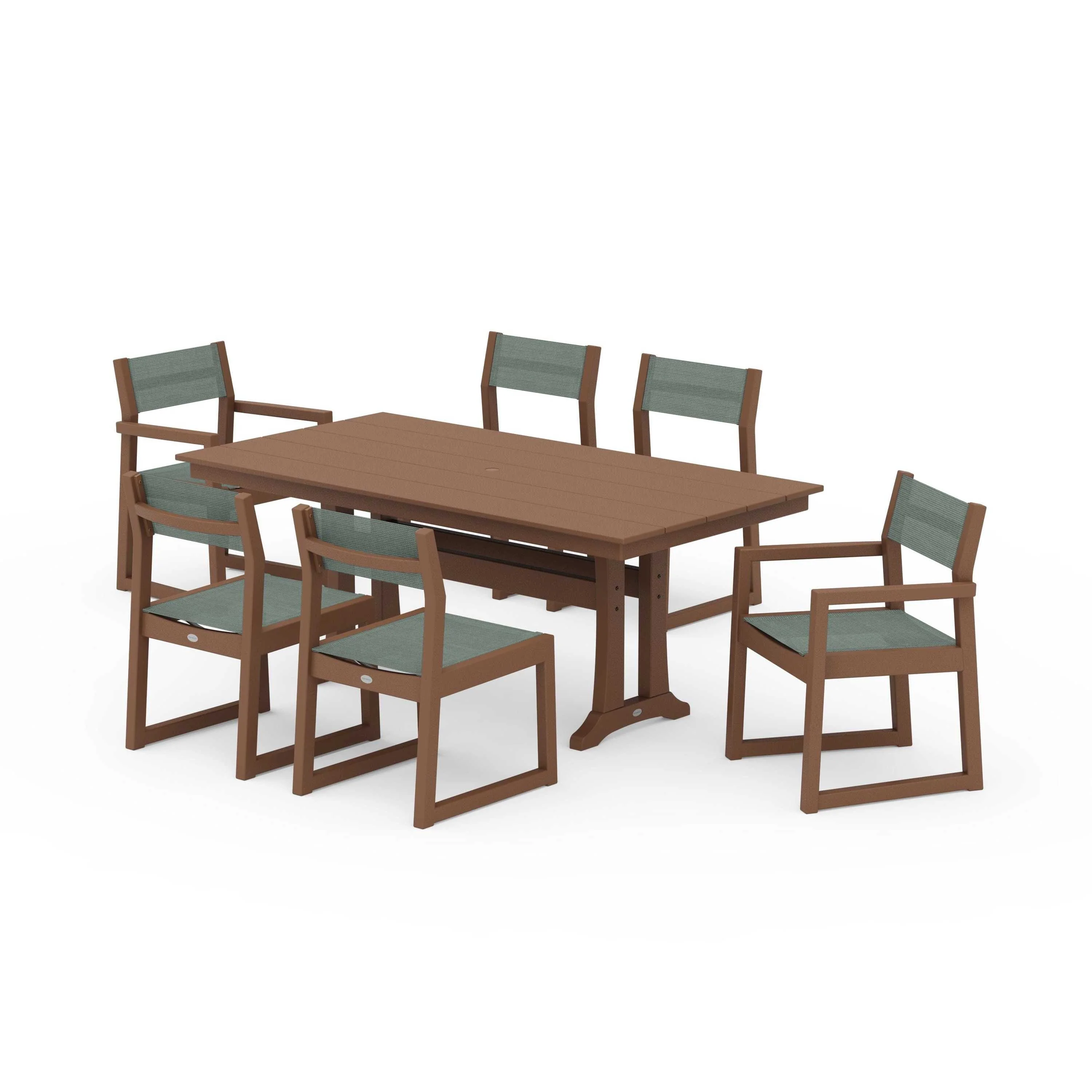 EDGE Sling 7-Piece Farmhouse Trestle Dining Set - Image 97