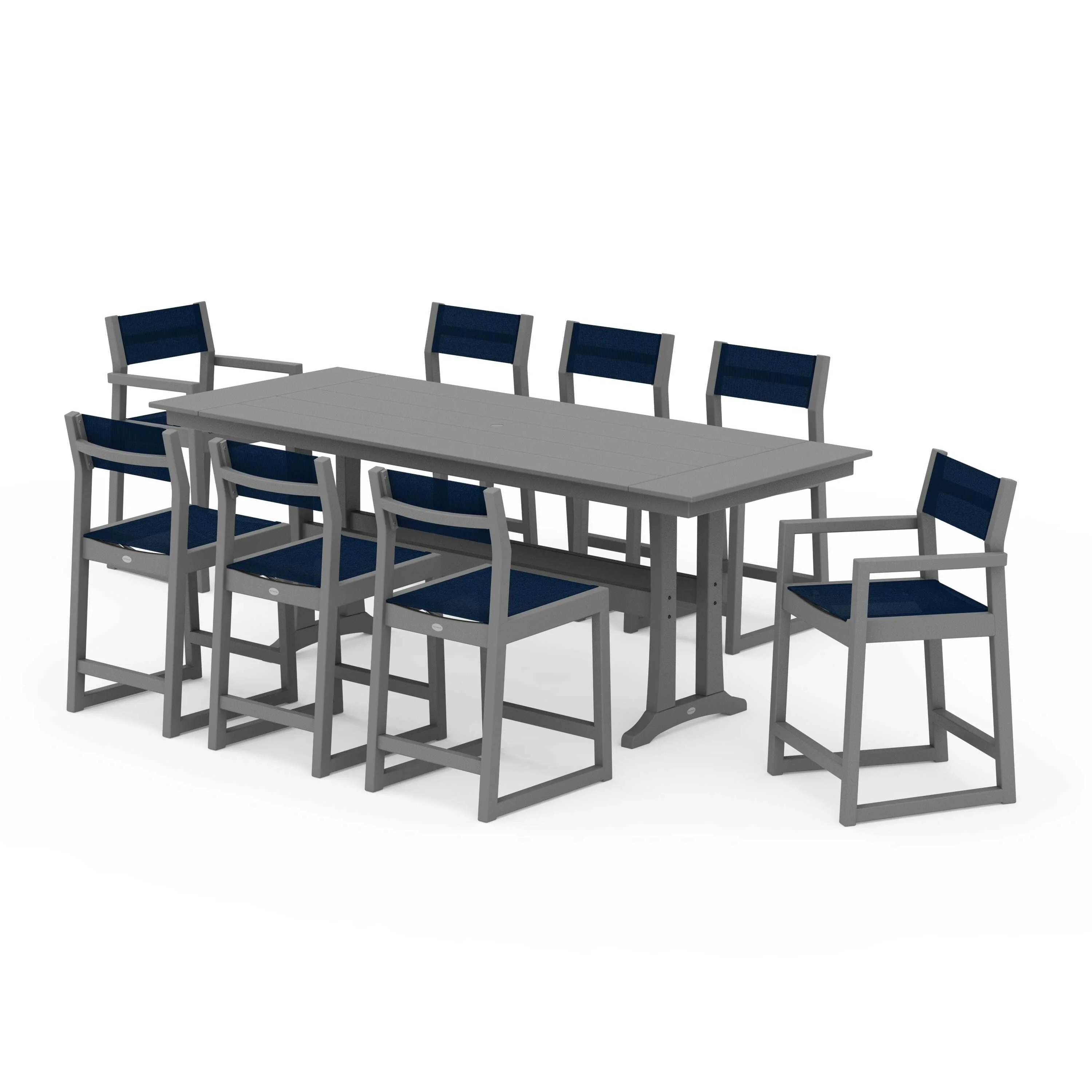 EDGE Sling 9-Piece Farmhouse Counter Set with Trestle Legs - Image 100