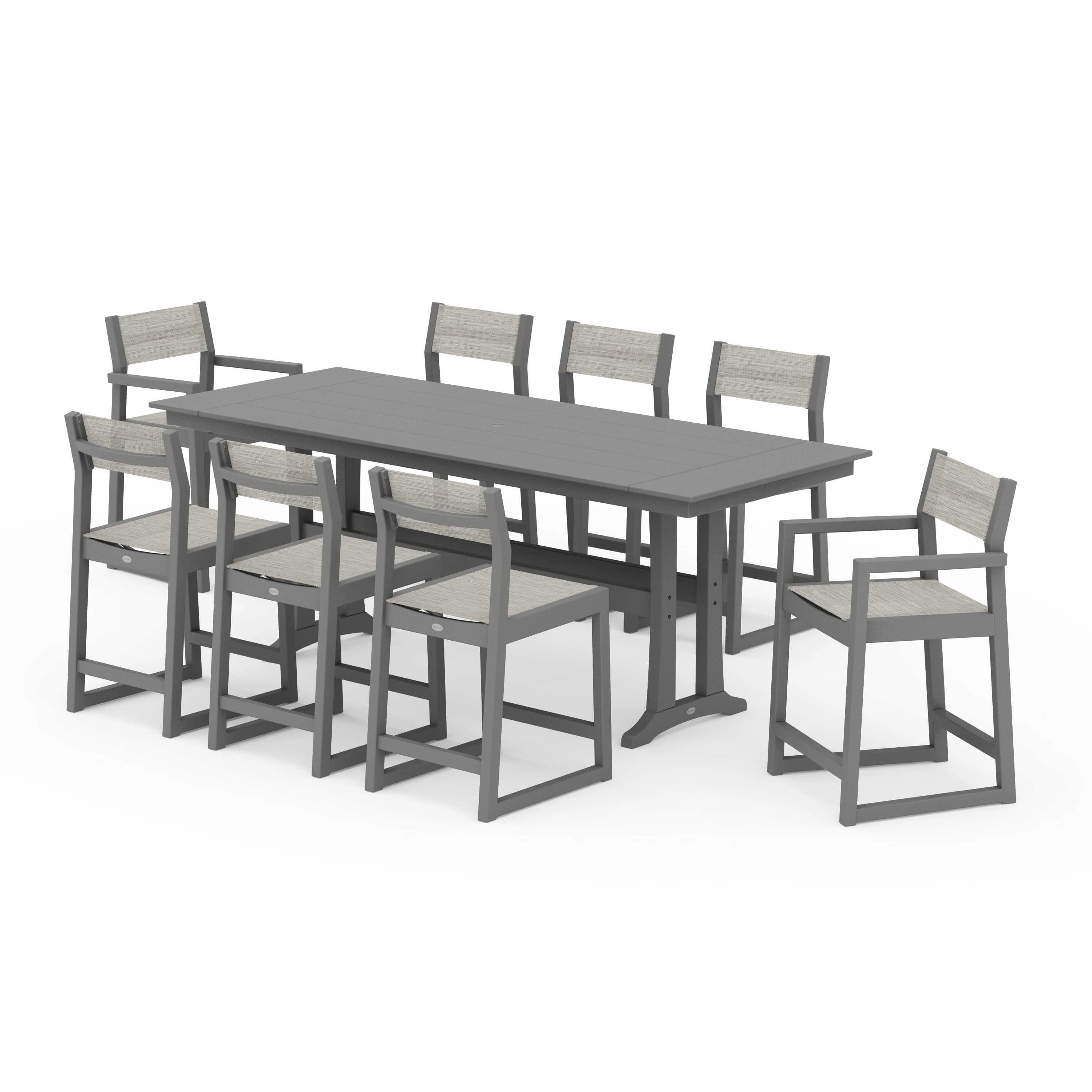 EDGE Sling 9-Piece Farmhouse Counter Set with Trestle Legs - Image 110