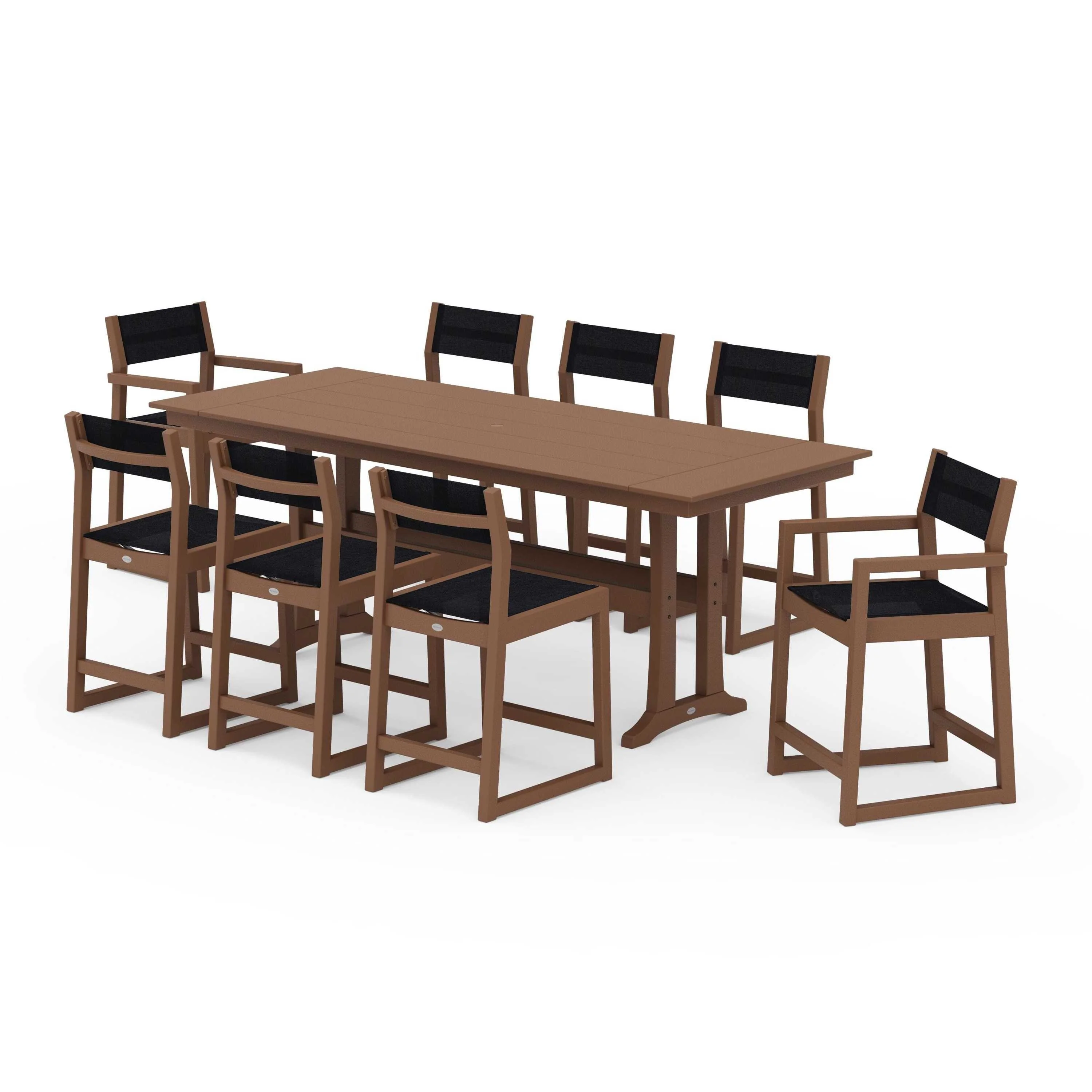 EDGE Sling 9-Piece Farmhouse Counter Set with Trestle Legs - Image 113