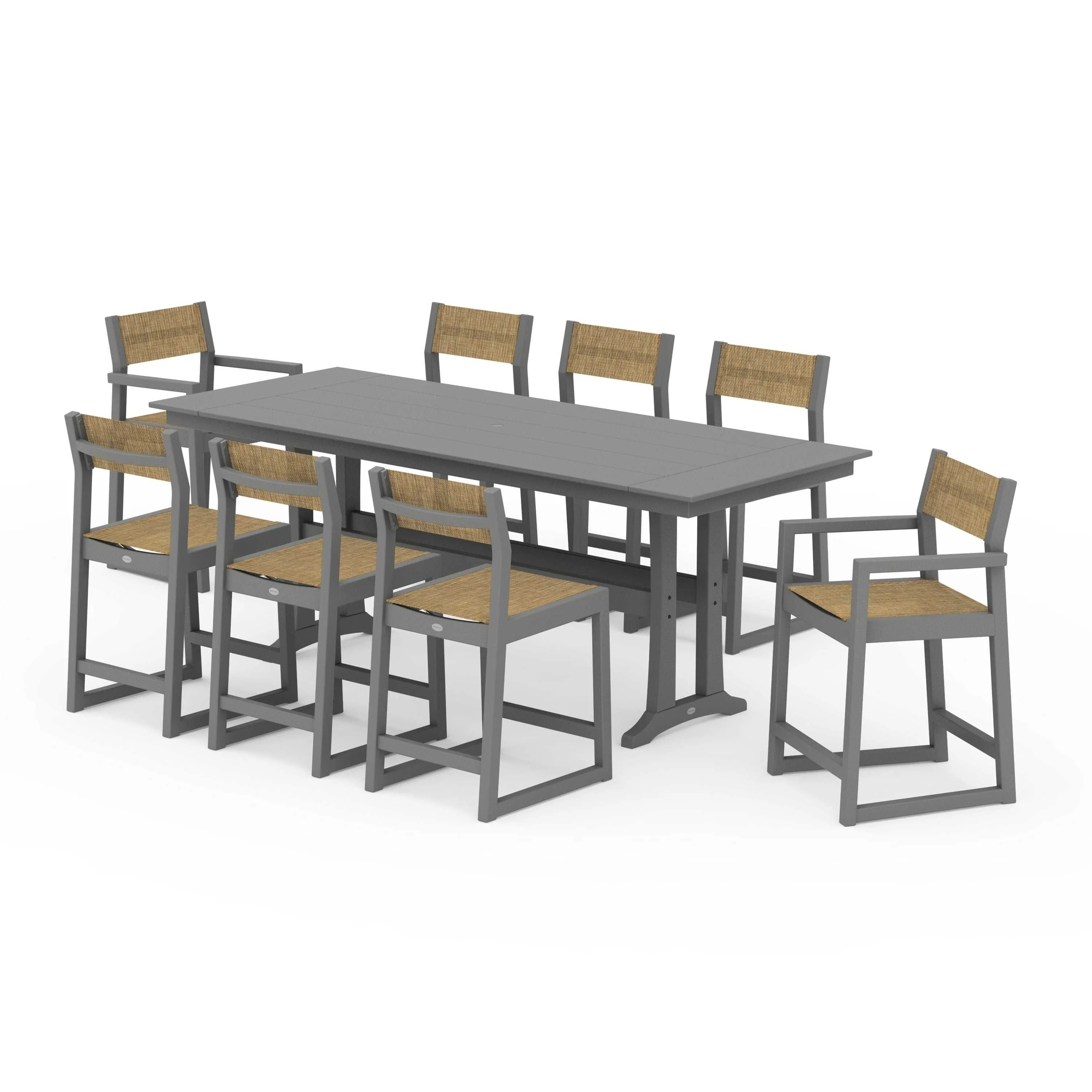 EDGE Sling 9-Piece Farmhouse Counter Set with Trestle Legs - Image 116