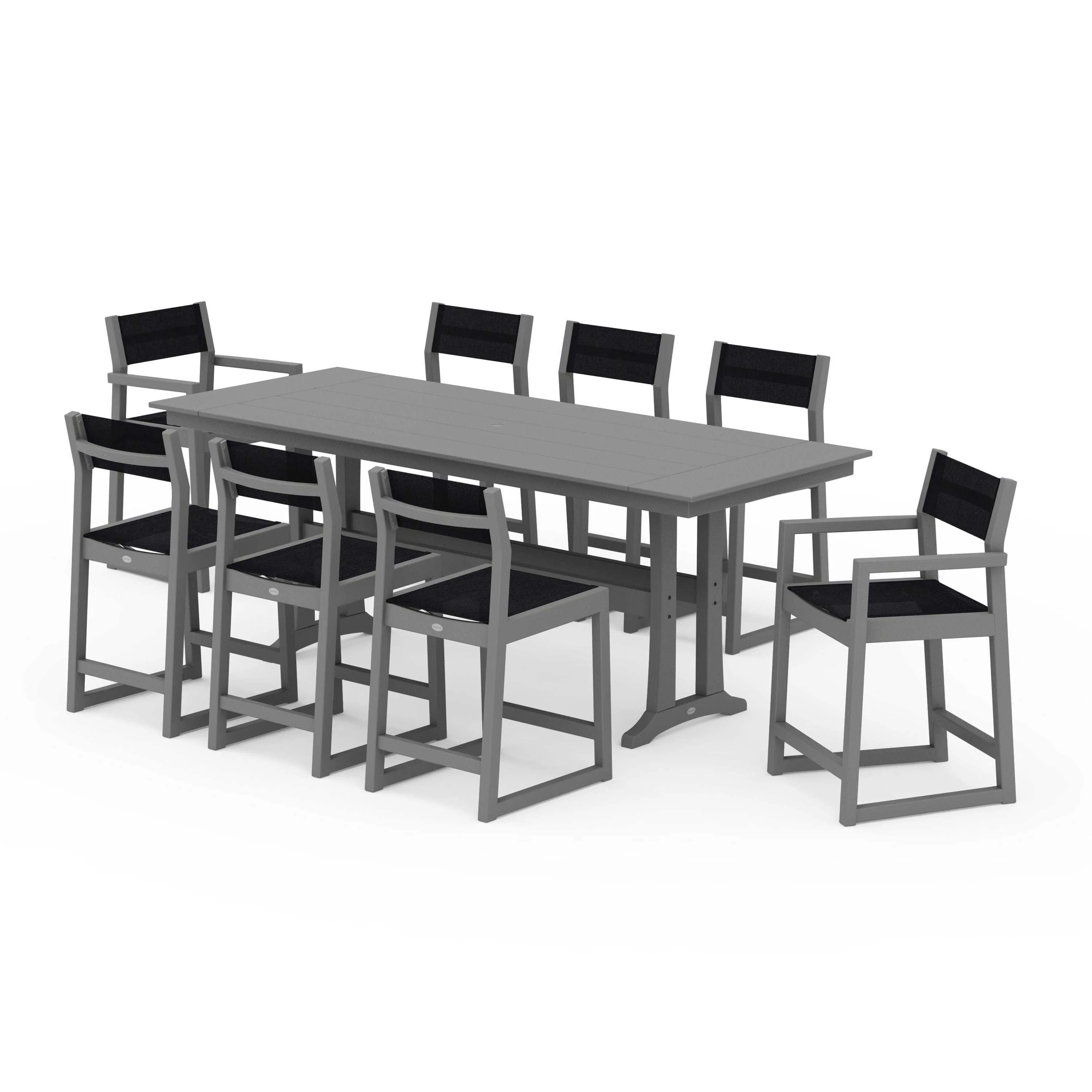EDGE Sling 9-Piece Farmhouse Counter Set with Trestle Legs - Image 121