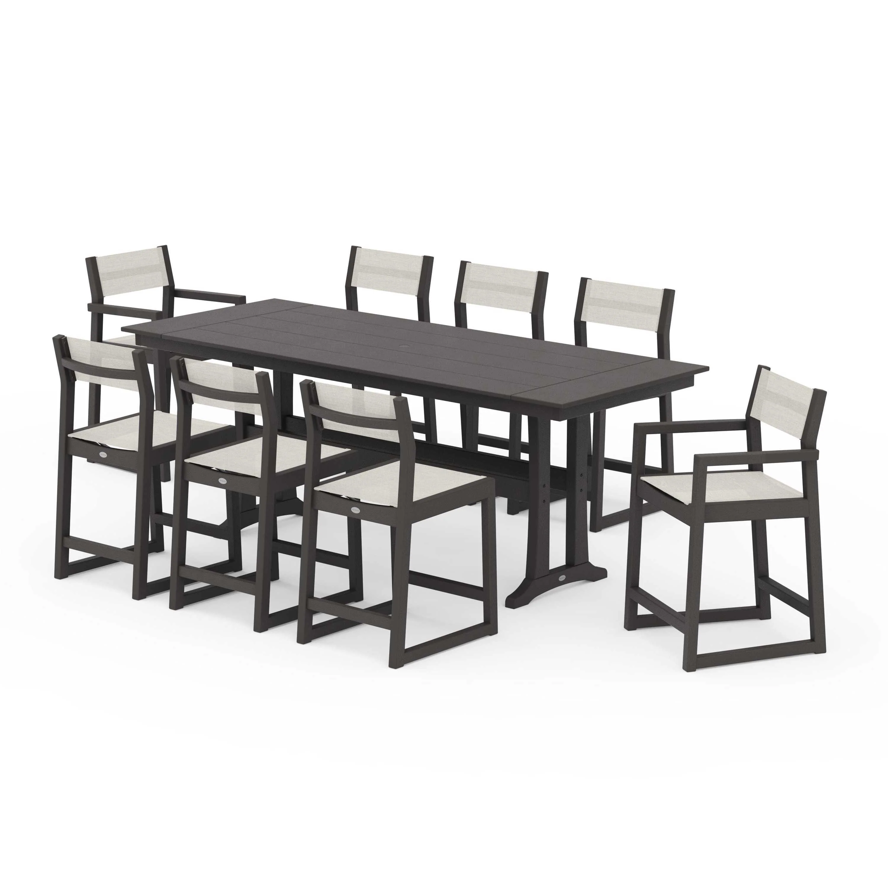 EDGE Sling 9-Piece Farmhouse Counter Set with Trestle Legs - Image 124