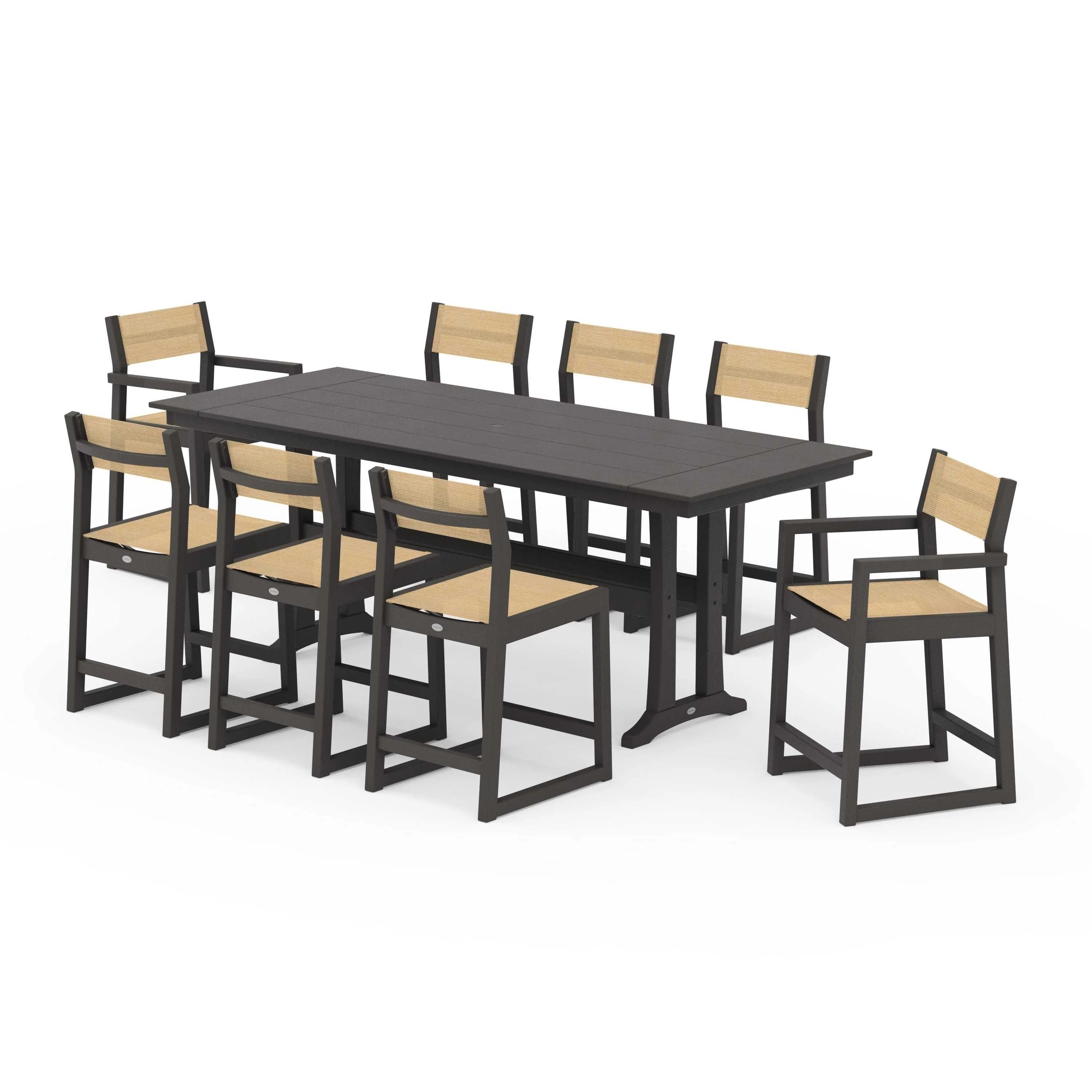 EDGE Sling 9-Piece Farmhouse Counter Set with Trestle Legs - Image 132