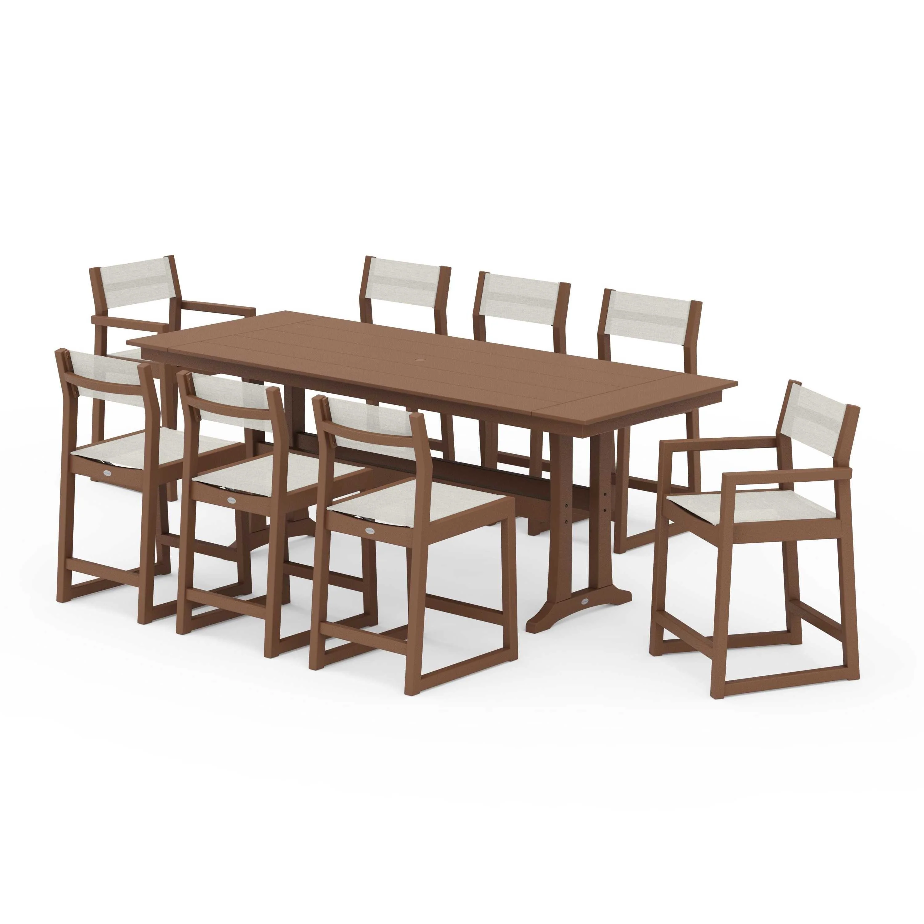 EDGE Sling 9-Piece Farmhouse Counter Set with Trestle Legs - Image 135