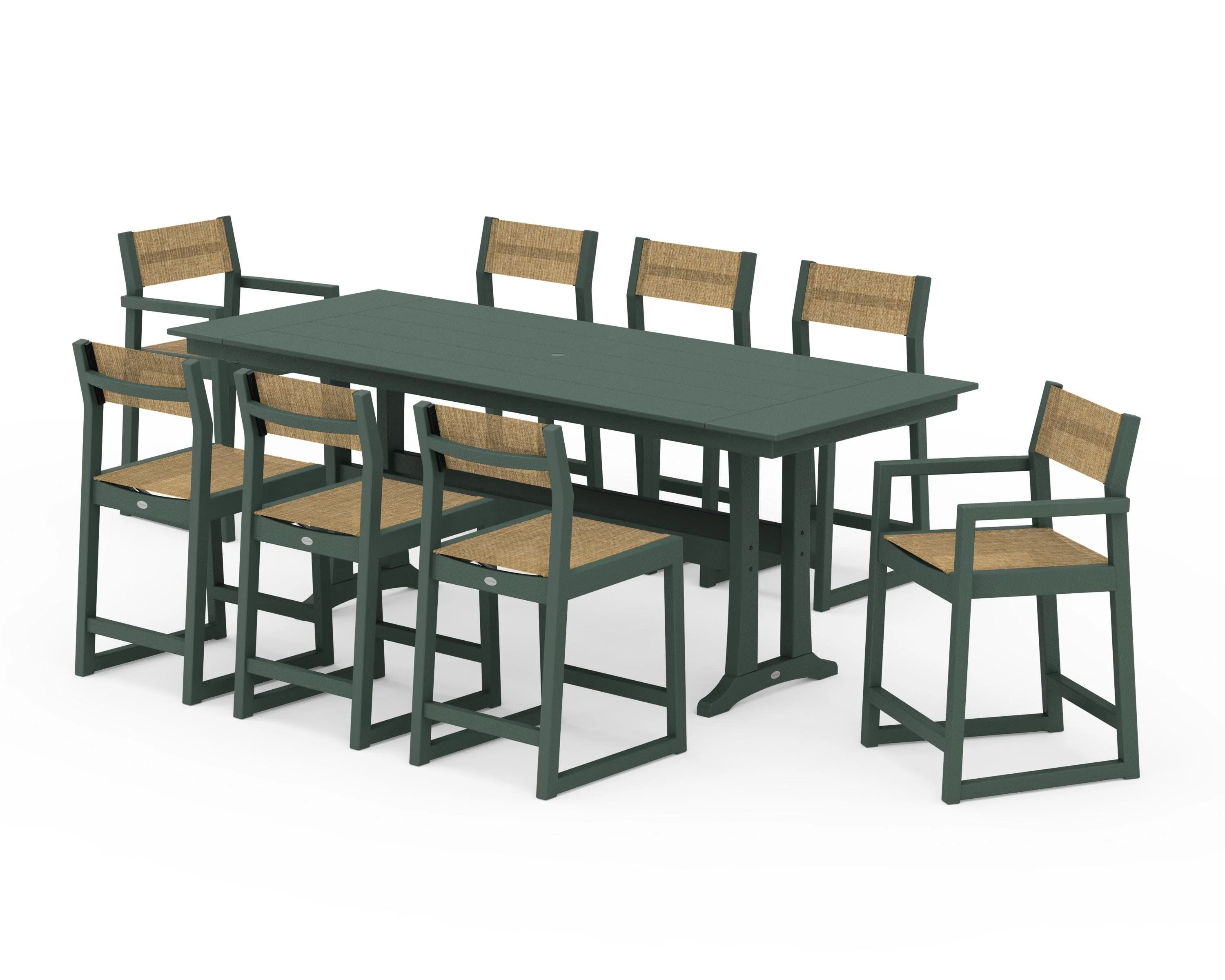 EDGE Sling 9-Piece Farmhouse Counter Set with Trestle Legs - Image 17