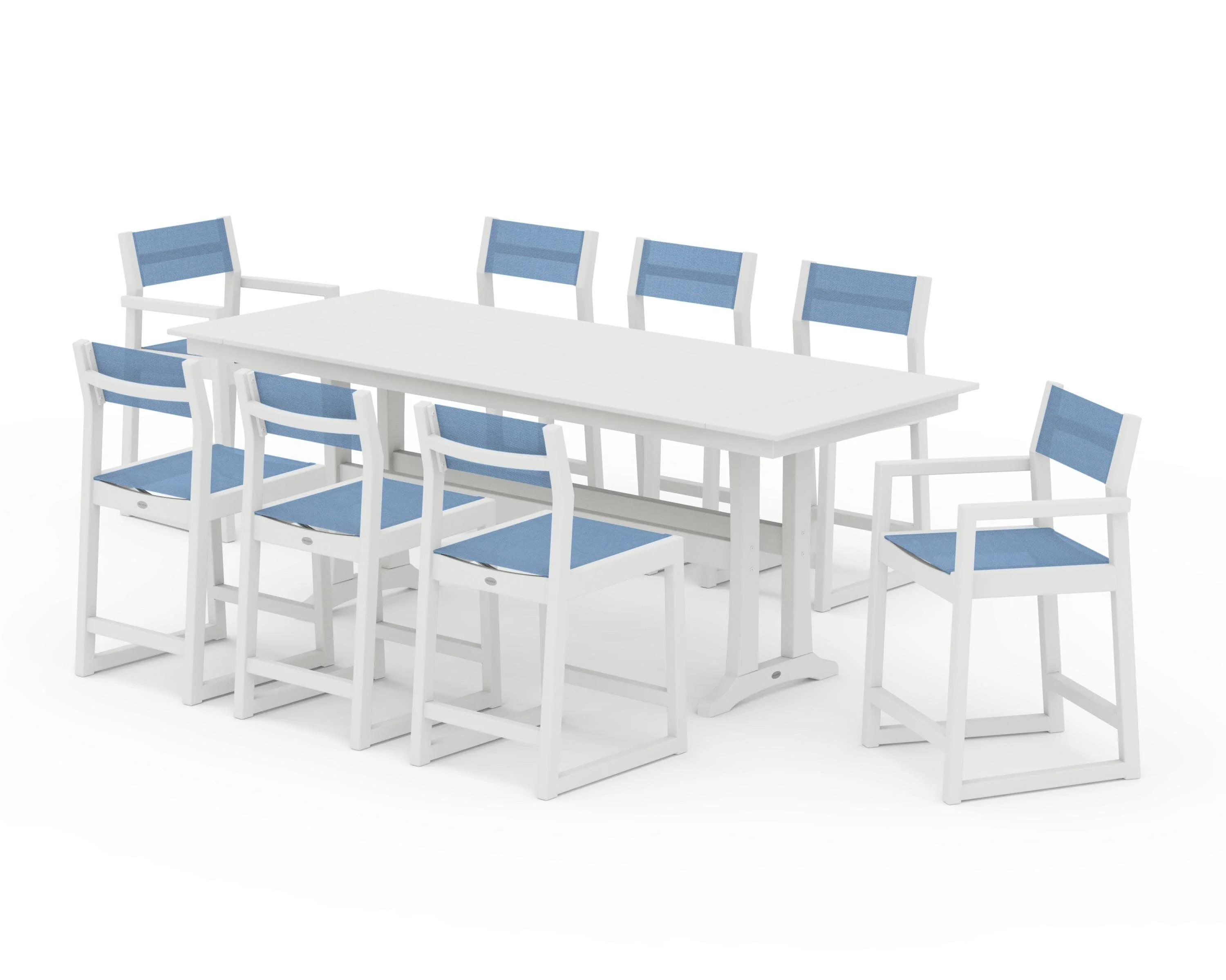 EDGE Sling 9-Piece Farmhouse Counter Set with Trestle Legs - Image 27