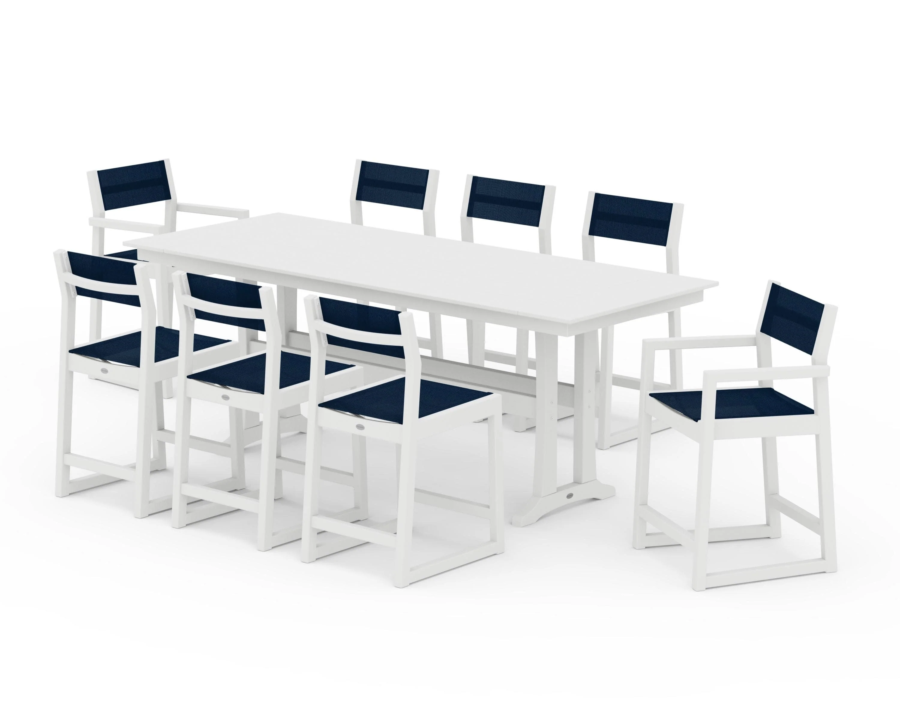 EDGE Sling 9-Piece Farmhouse Counter Set with Trestle Legs - Image 36