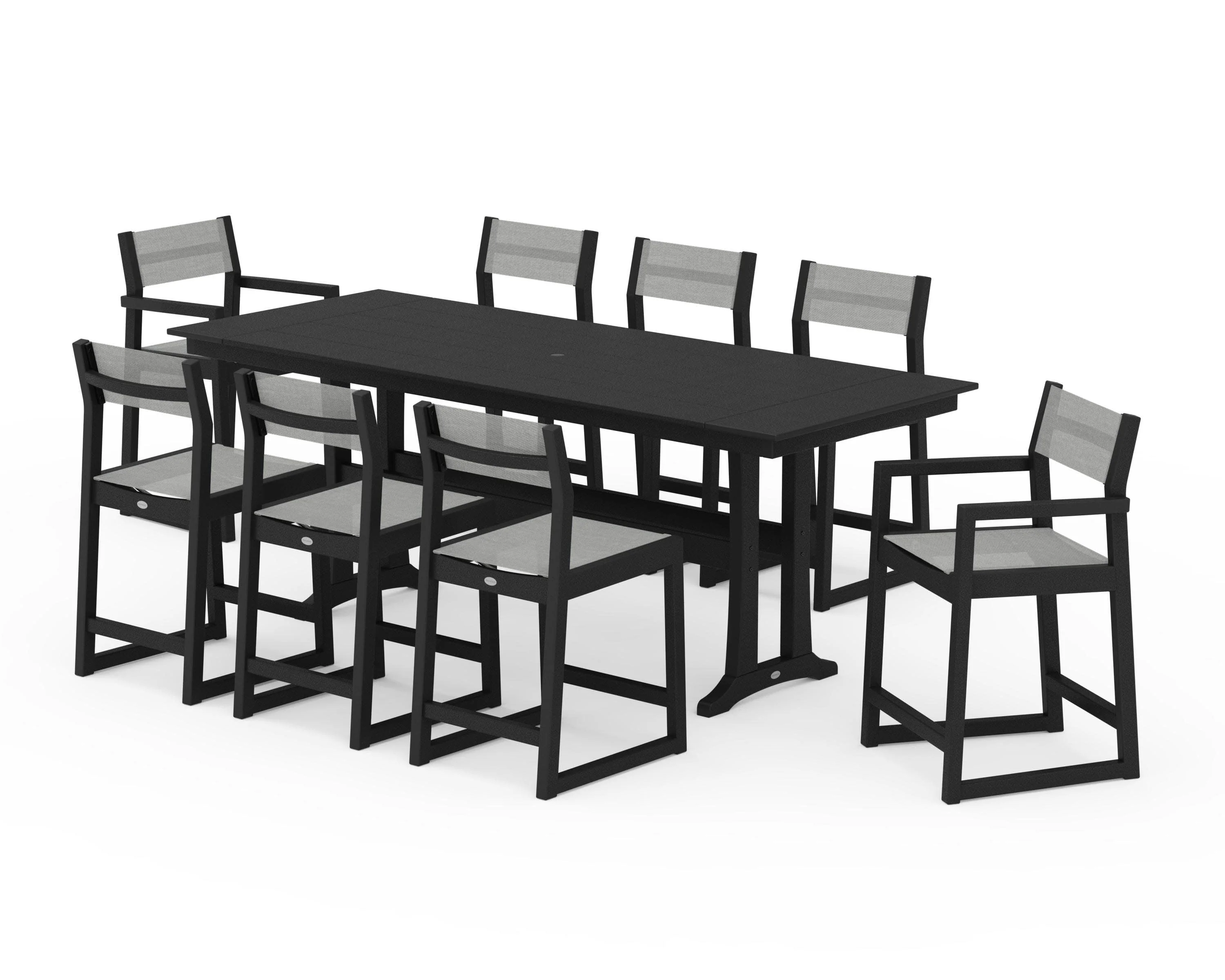 EDGE Sling 9-Piece Farmhouse Counter Set with Trestle Legs - Image 4