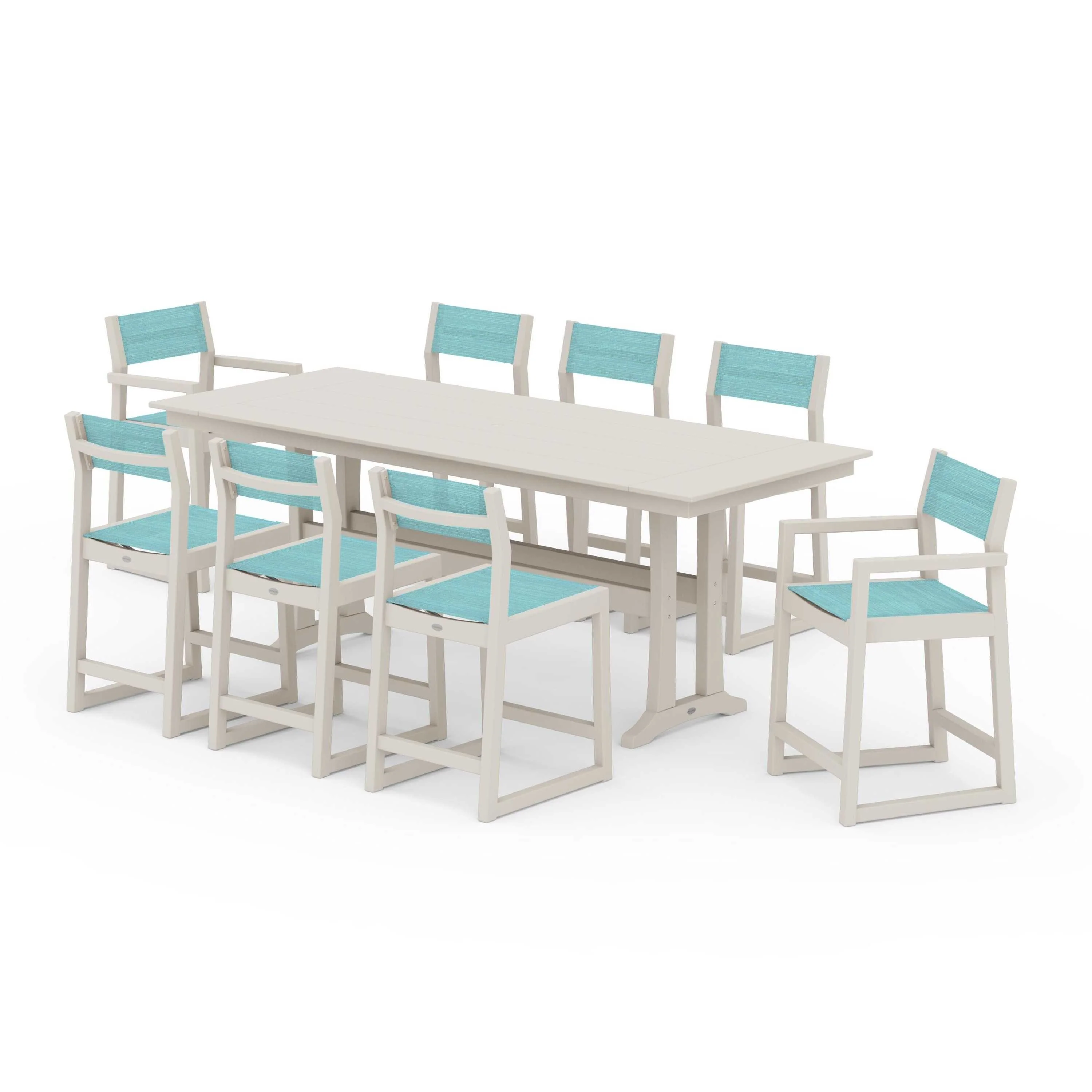 EDGE Sling 9-Piece Farmhouse Counter Set with Trestle Legs - Image 47