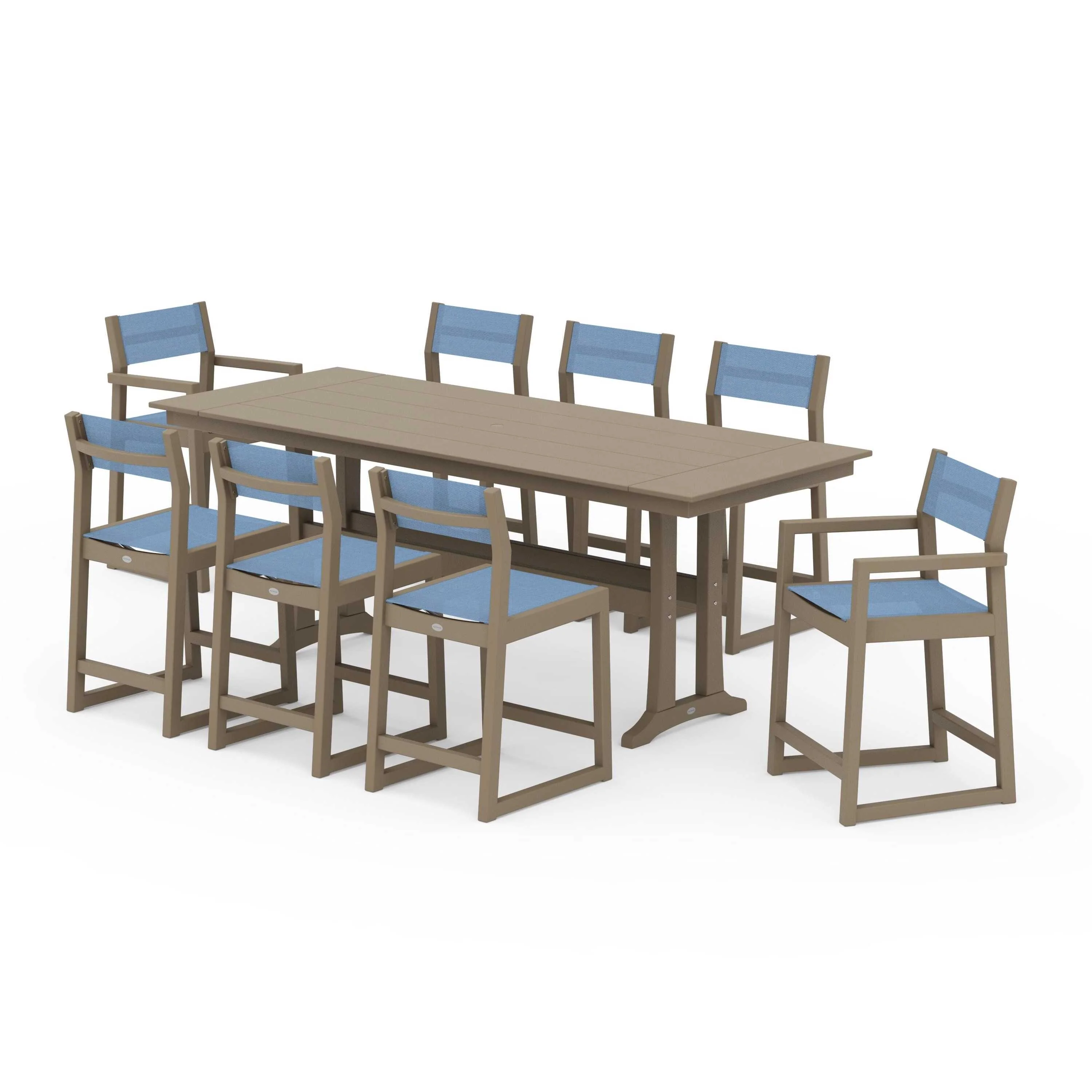 EDGE Sling 9-Piece Farmhouse Counter Set with Trestle Legs - Image 49