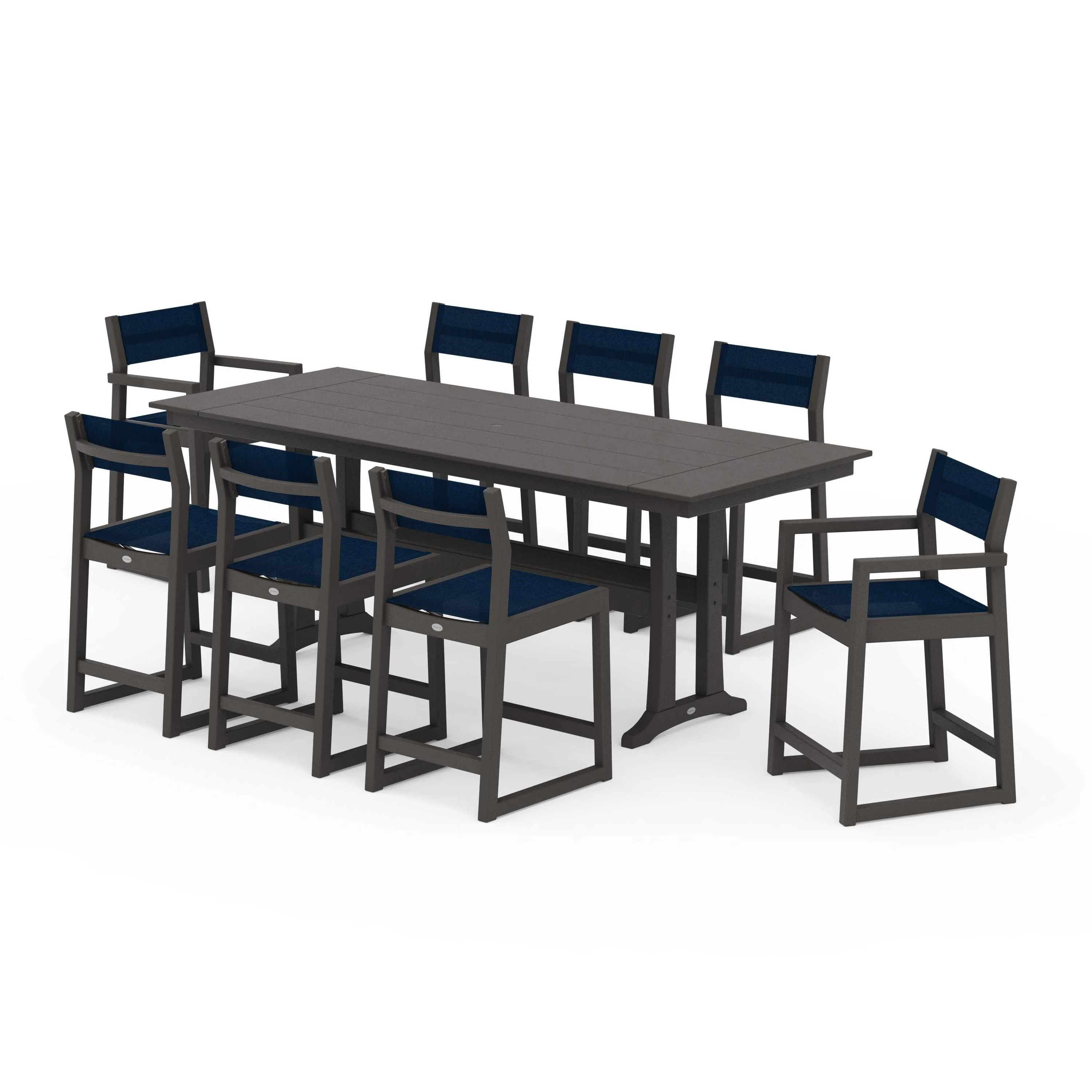 EDGE Sling 9-Piece Farmhouse Counter Set with Trestle Legs - Image 57