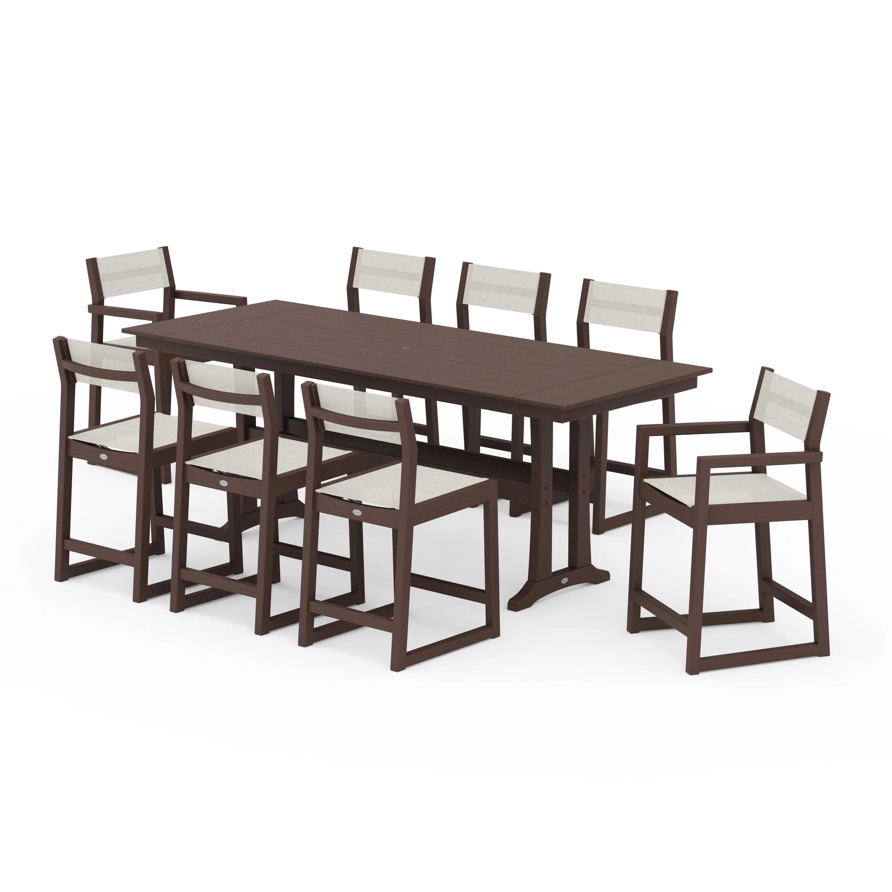 EDGE Sling 9-Piece Farmhouse Counter Set with Trestle Legs - Image 59