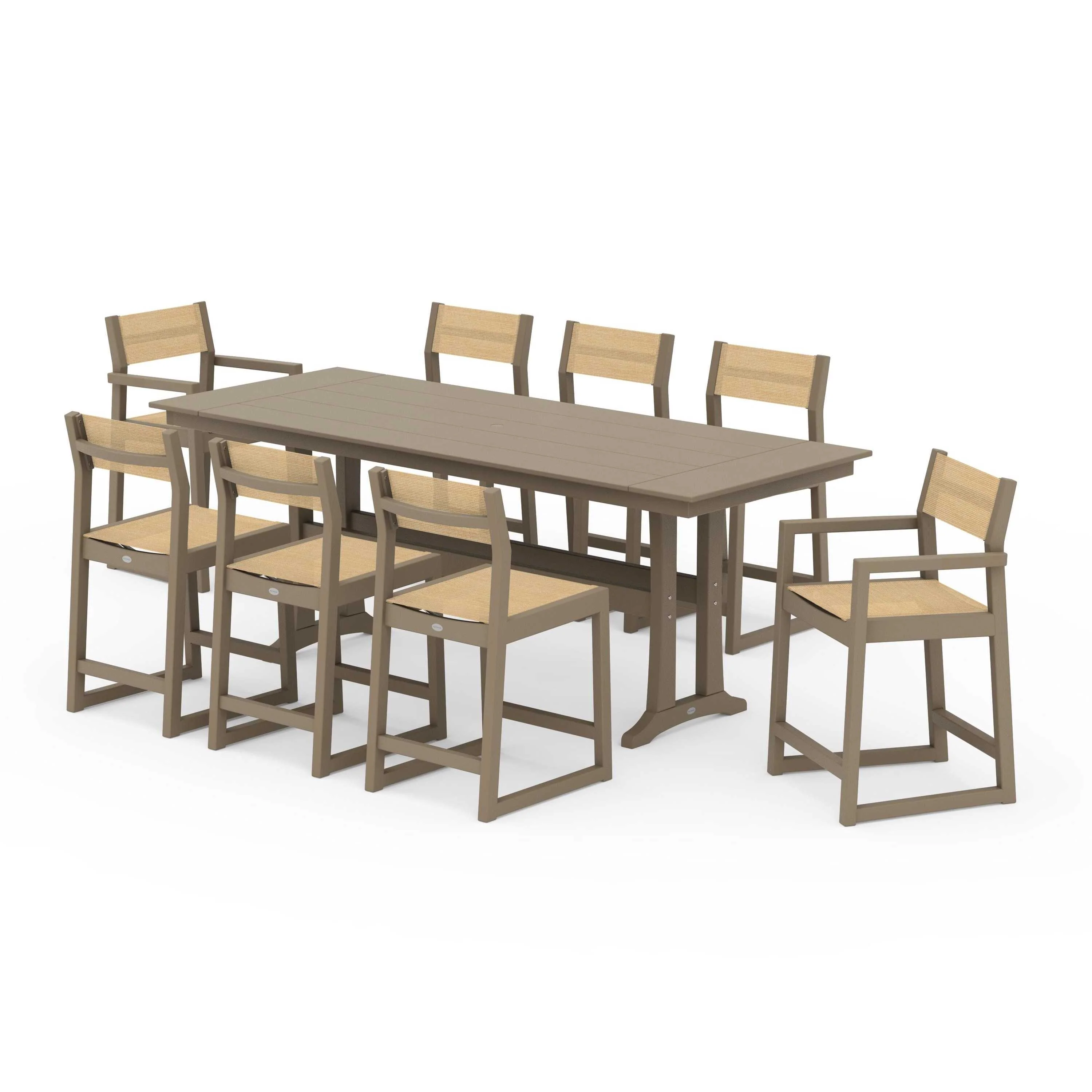 EDGE Sling 9-Piece Farmhouse Counter Set with Trestle Legs - Image 61