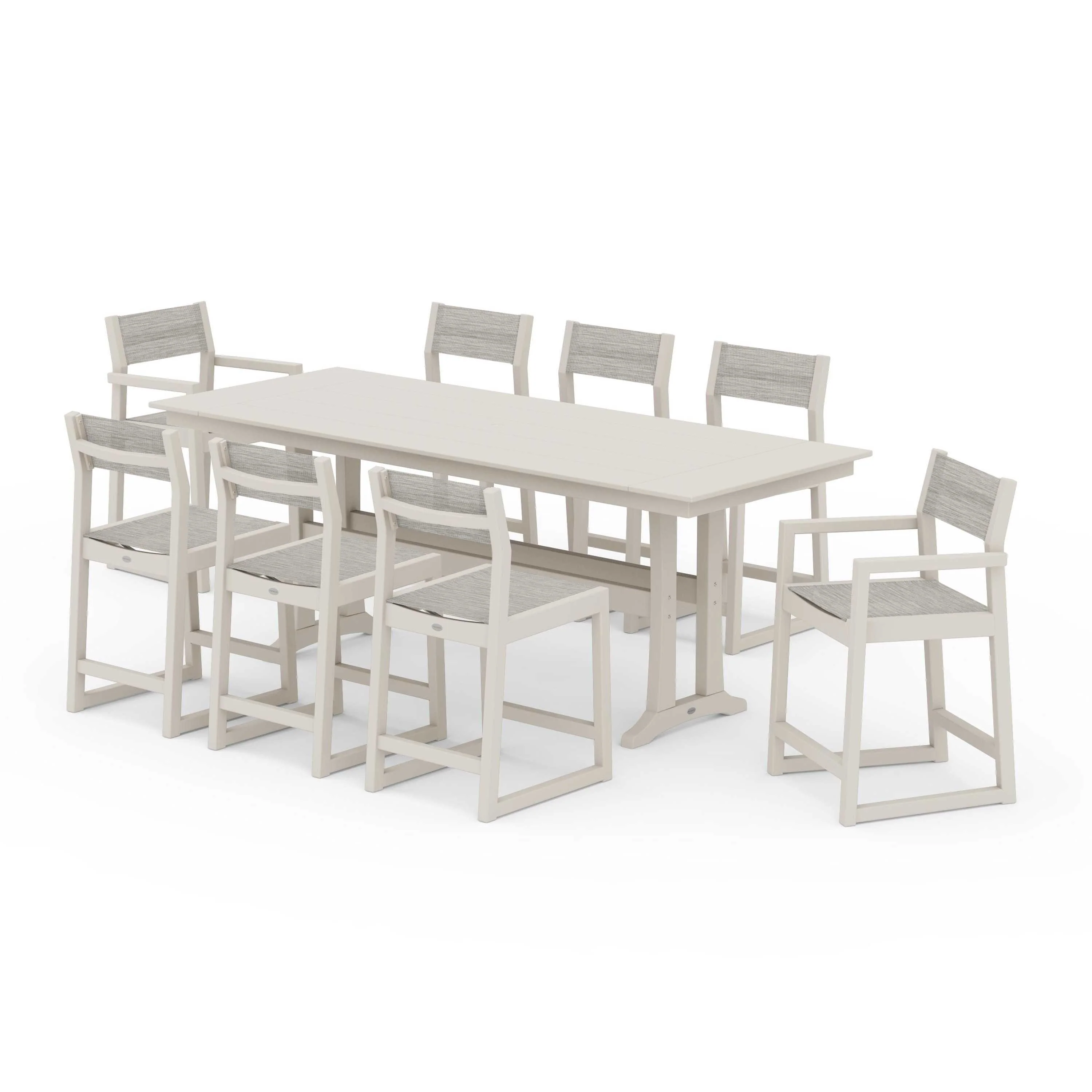 EDGE Sling 9-Piece Farmhouse Counter Set with Trestle Legs - Image 62