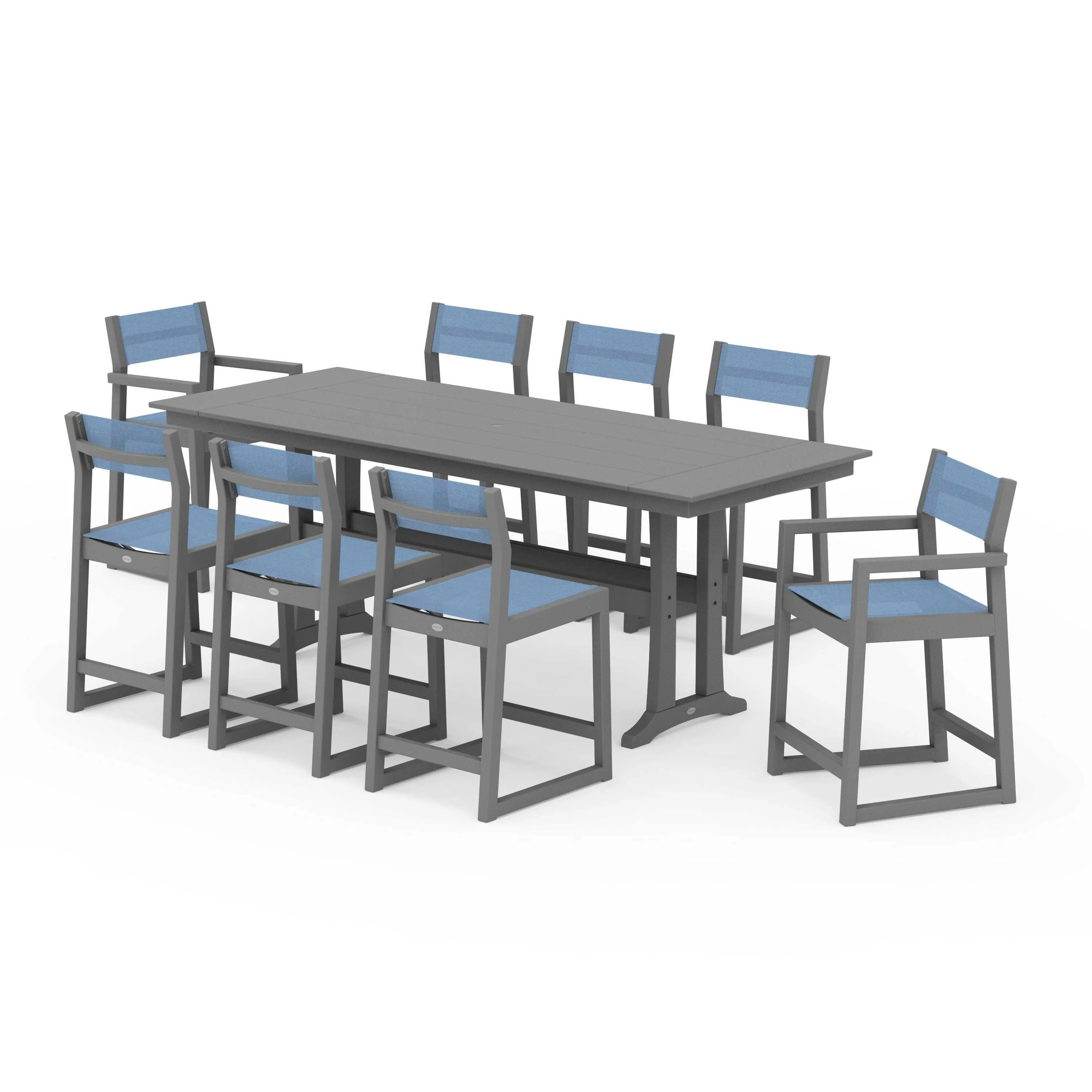 EDGE Sling 9-Piece Farmhouse Counter Set with Trestle Legs - Image 75