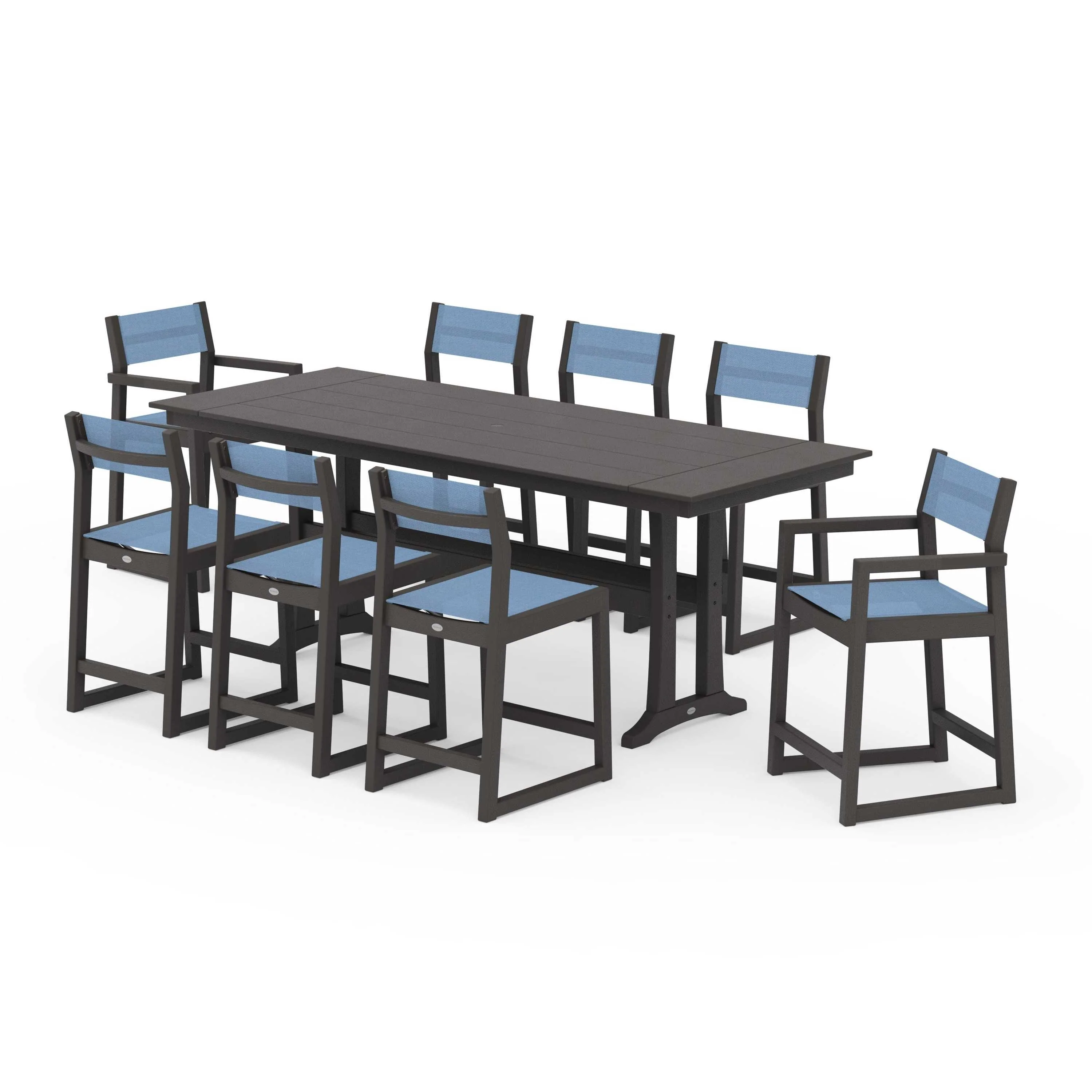 EDGE Sling 9-Piece Farmhouse Counter Set with Trestle Legs - Image 77