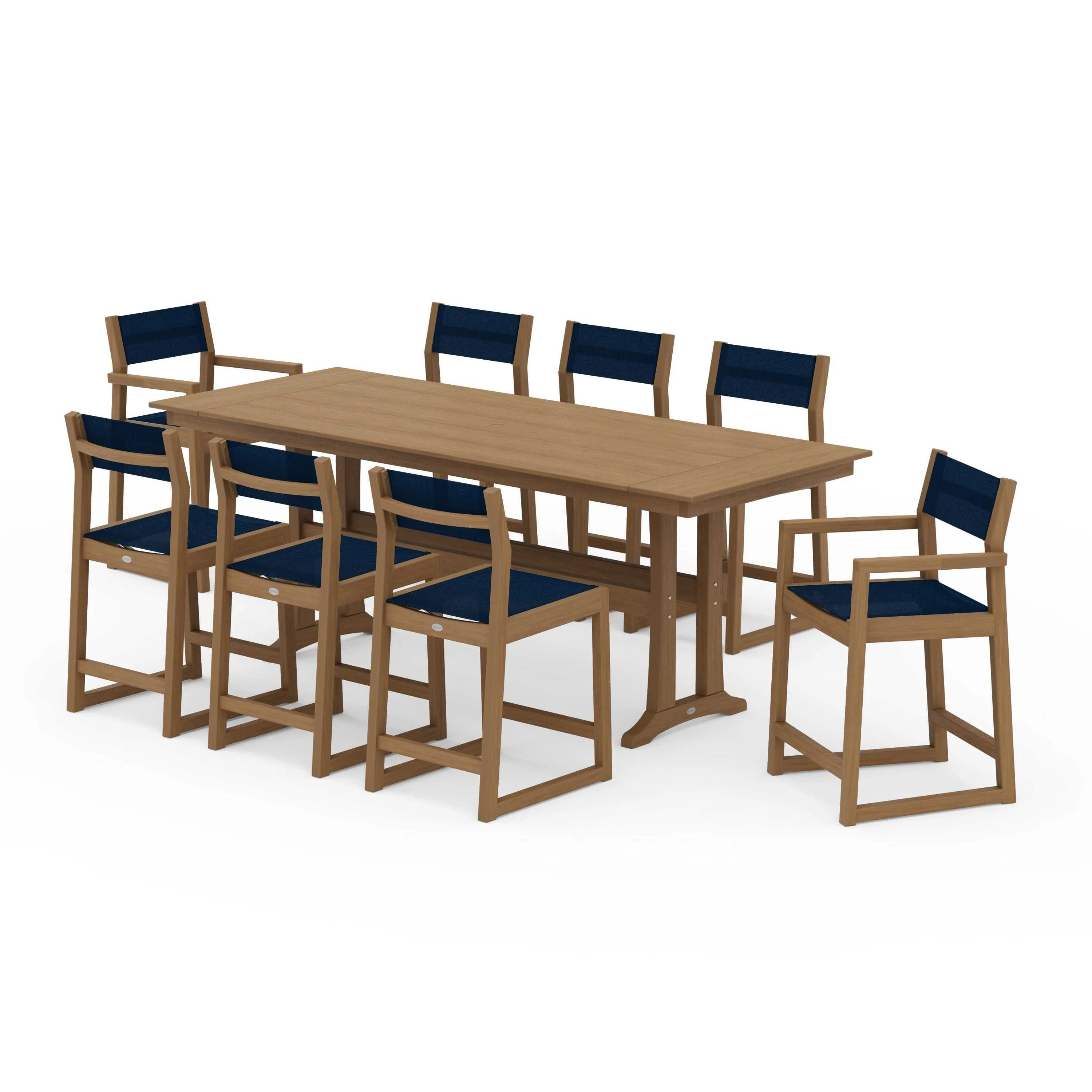 EDGE Sling 9-Piece Farmhouse Counter Set with Trestle Legs - Image 95