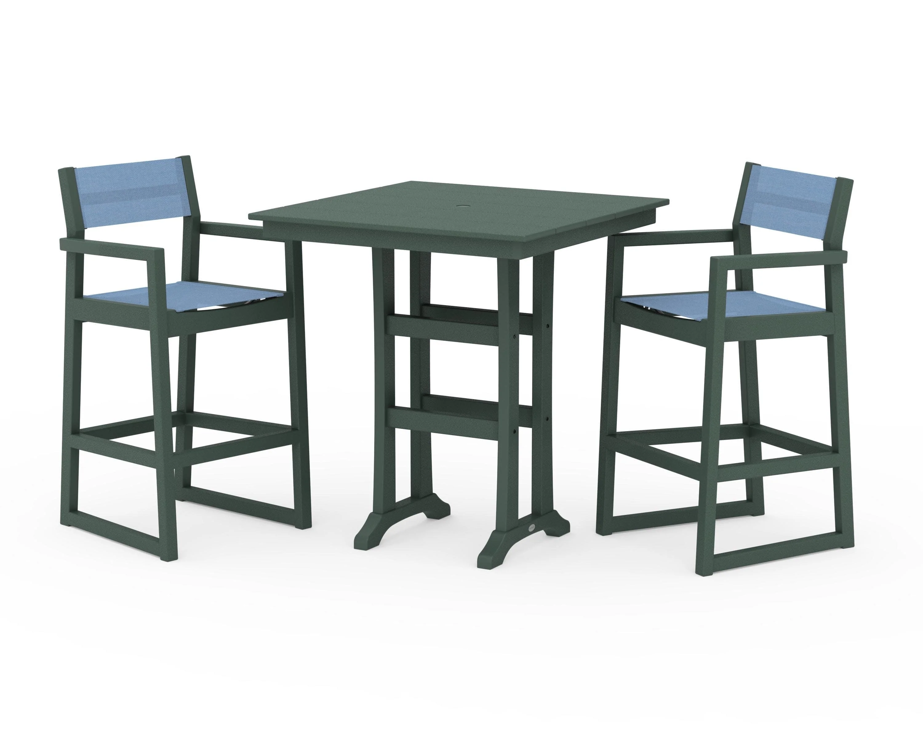EDGE Sling Arm Chair 3-Piece Farmhouse Bar Set with Trestle Legs - Image 16