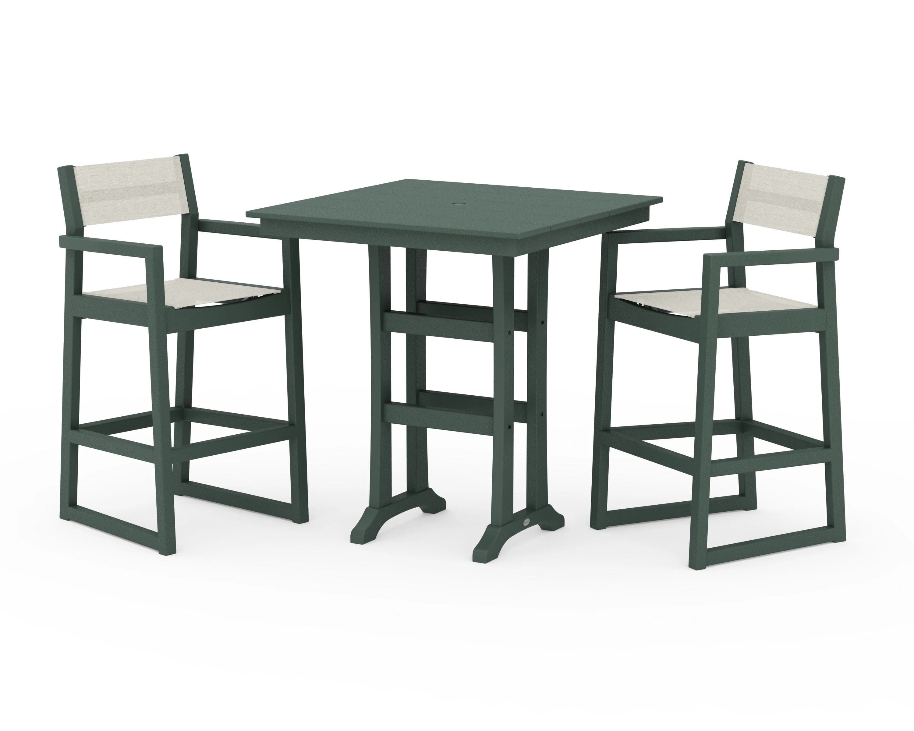 EDGE Sling Arm Chair 3-Piece Farmhouse Bar Set with Trestle Legs - Image 18