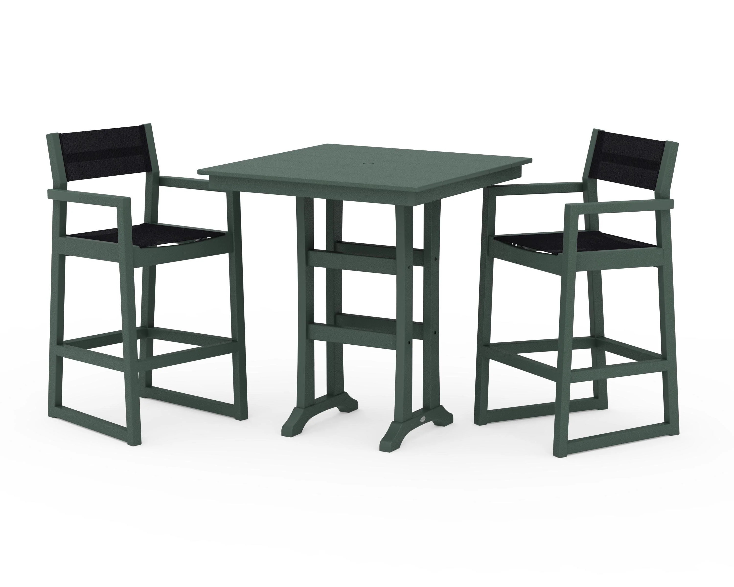 EDGE Sling Arm Chair 3-Piece Farmhouse Bar Set with Trestle Legs - Image 21