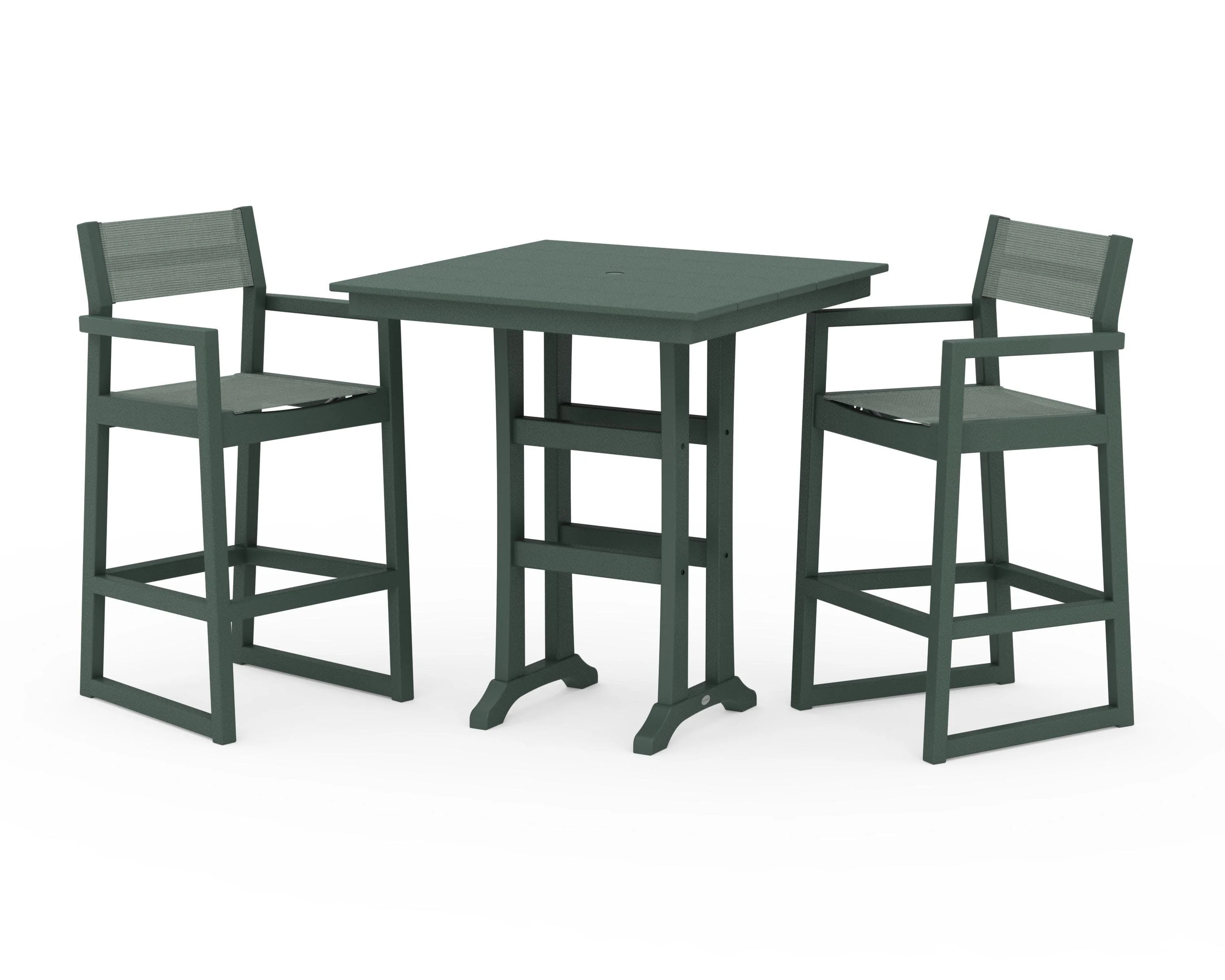EDGE Sling Arm Chair 3-Piece Farmhouse Bar Set with Trestle Legs - Image 23