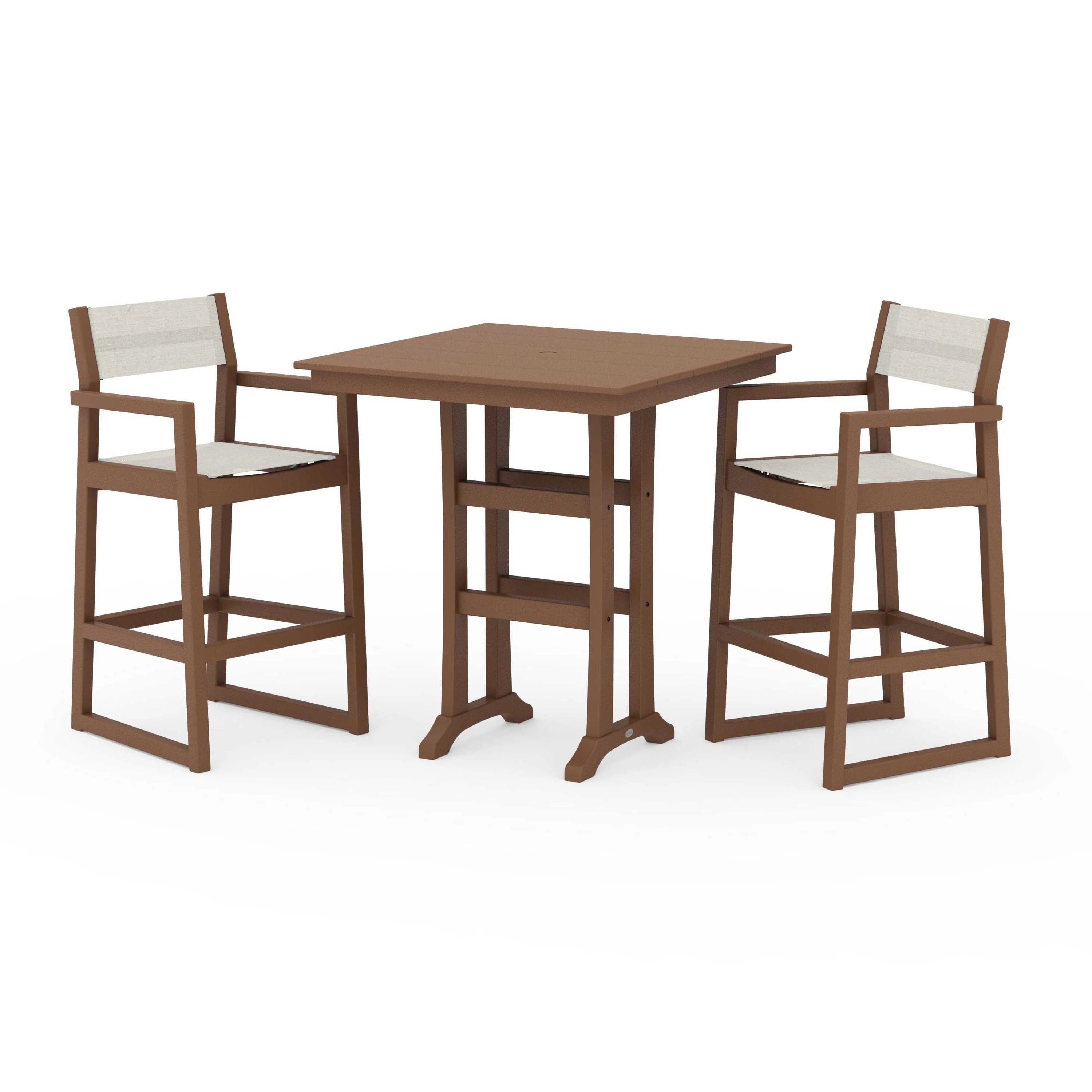 EDGE Sling Arm Chair 3-Piece Farmhouse Bar Set with Trestle Legs - Image 55
