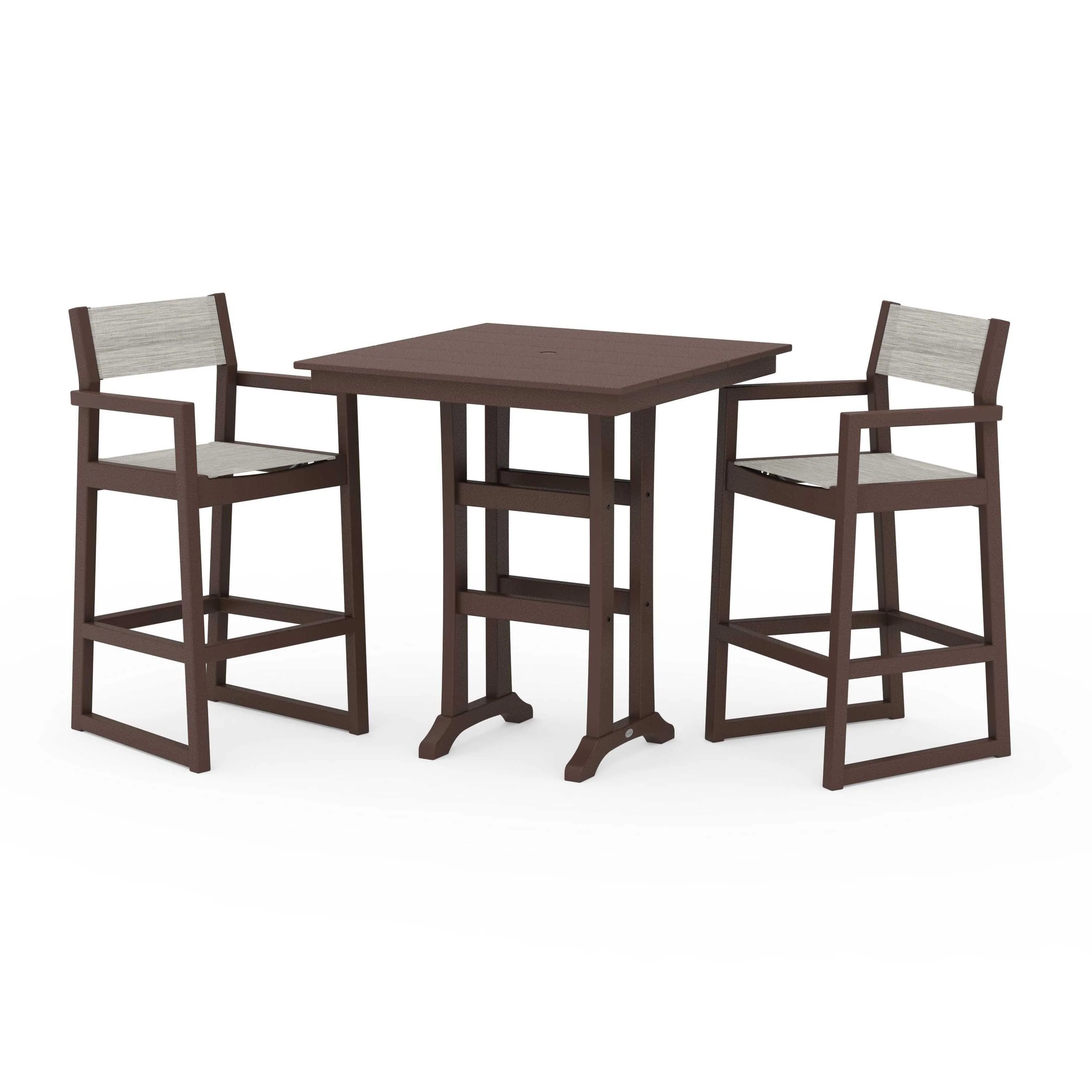 EDGE Sling Arm Chair 3-Piece Farmhouse Bar Set with Trestle Legs - Image 76
