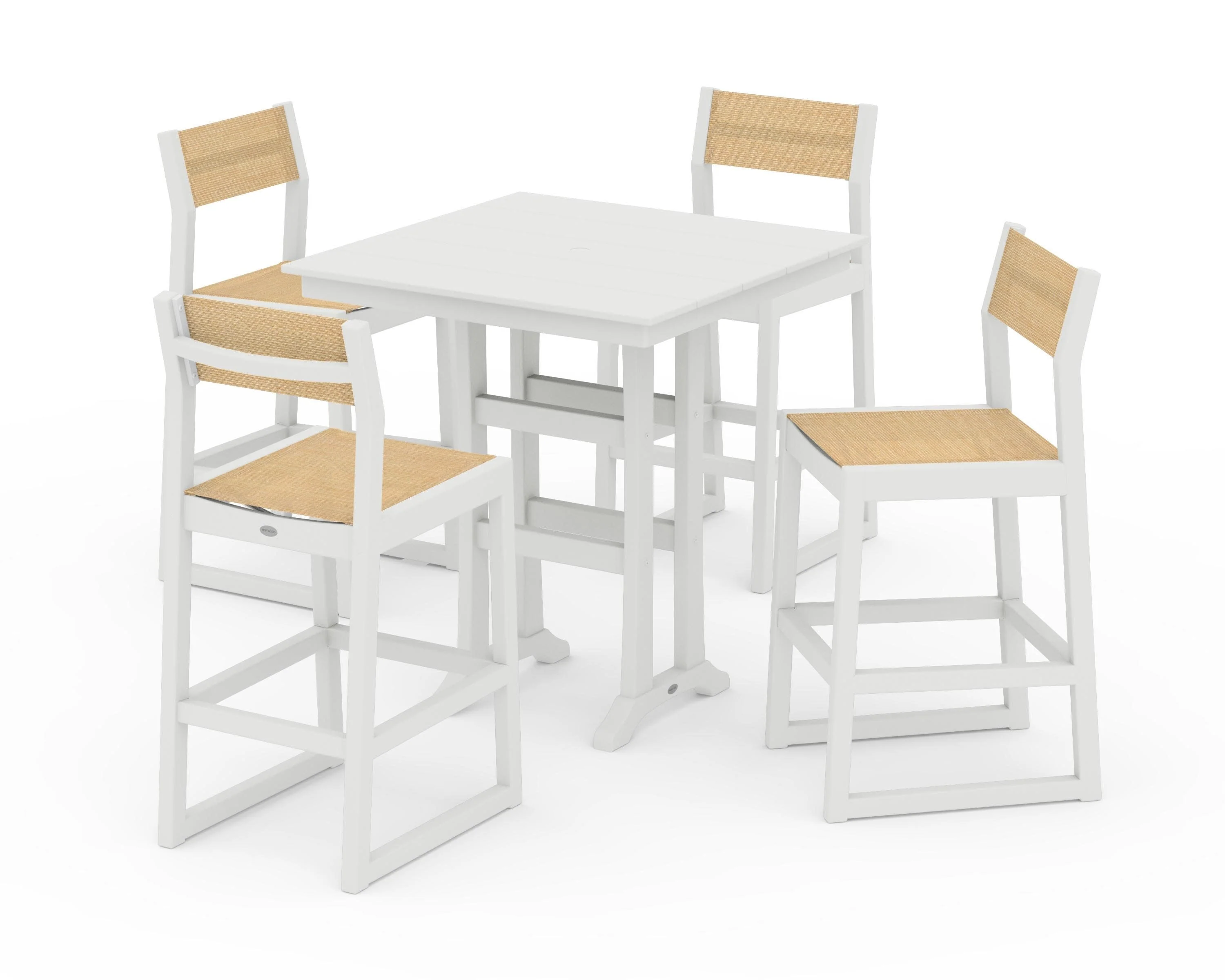 EDGE Sling Arm Chair 5-Piece Farmhouse Bar Set with Trestle Legs - Image 11
