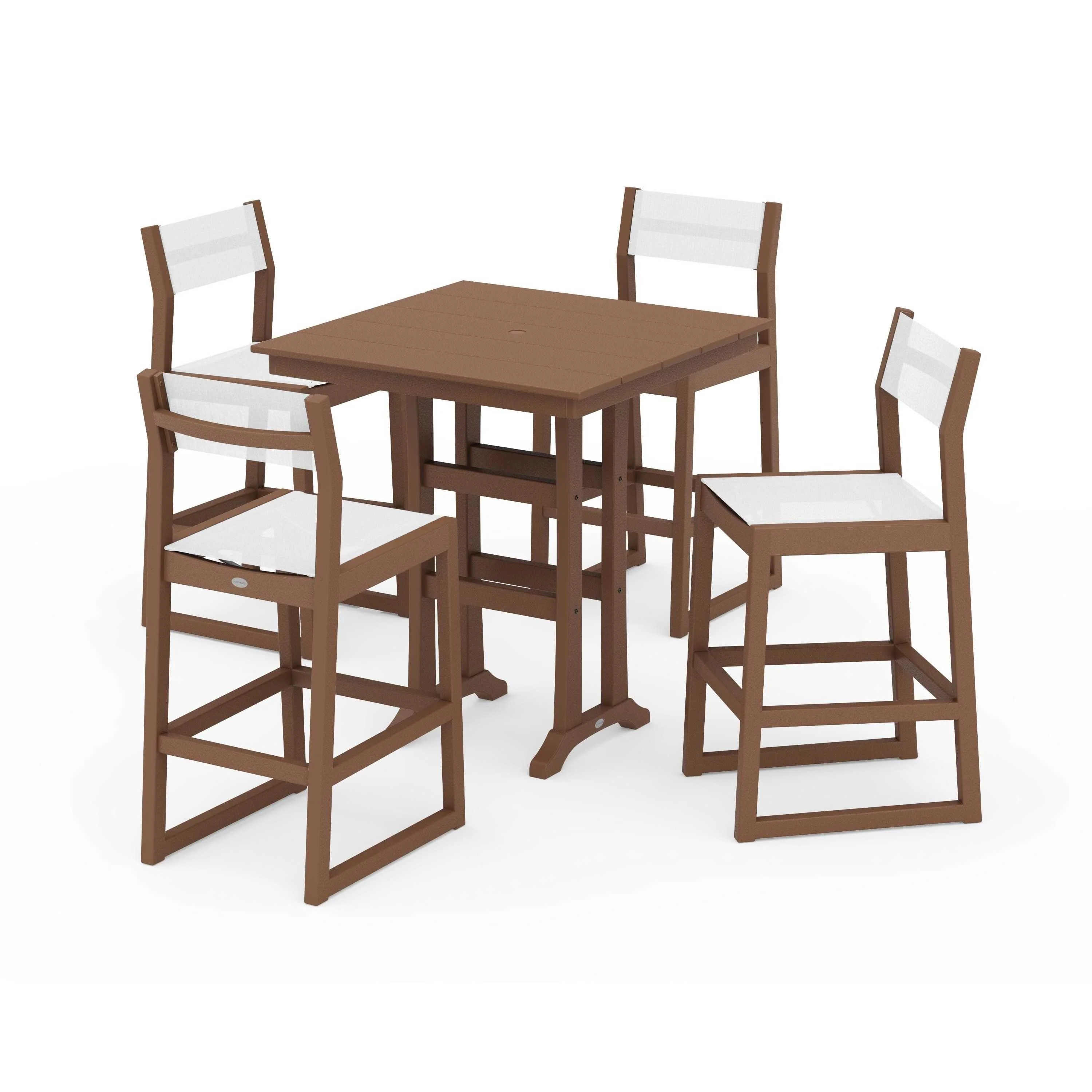 EDGE Sling Arm Chair 5-Piece Farmhouse Bar Set with Trestle Legs - Image 133