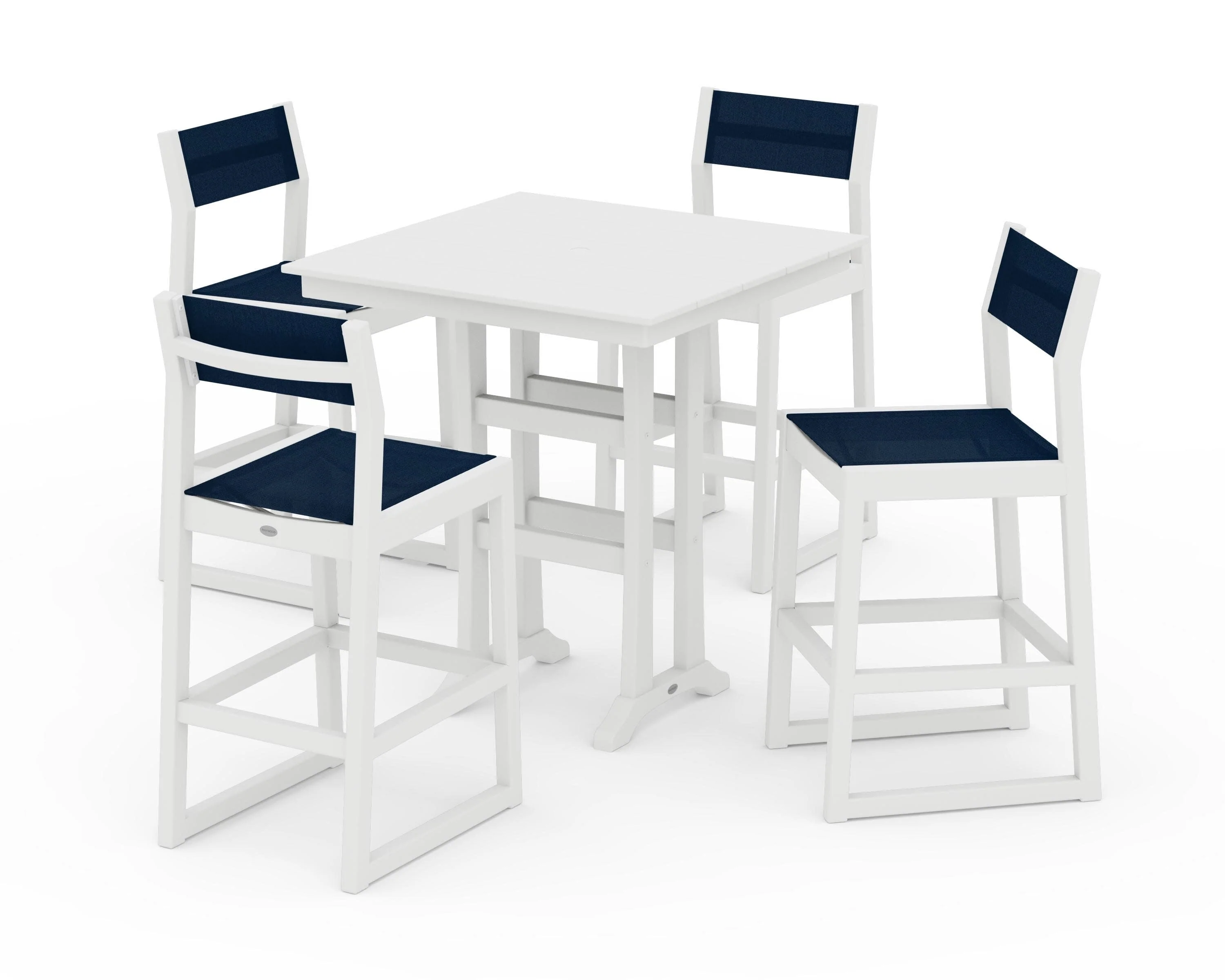 EDGE Sling Arm Chair 5-Piece Farmhouse Bar Set with Trestle Legs - Image 14