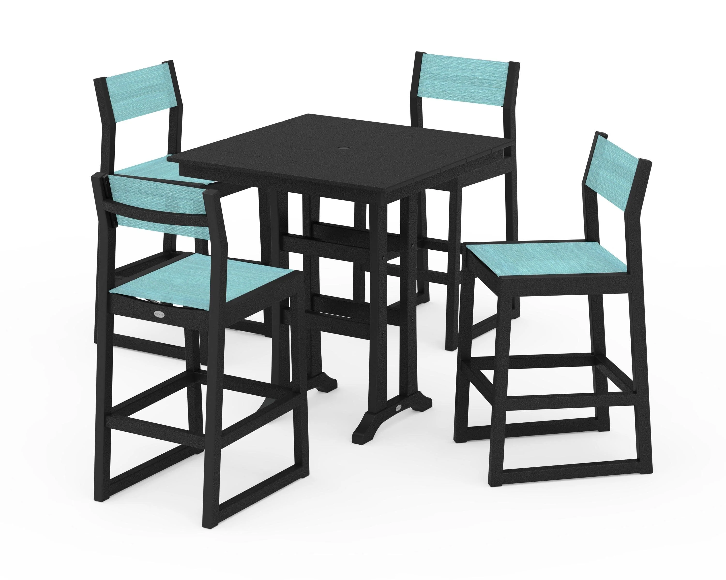 EDGE Sling Arm Chair 5-Piece Farmhouse Bar Set with Trestle Legs - Image 30