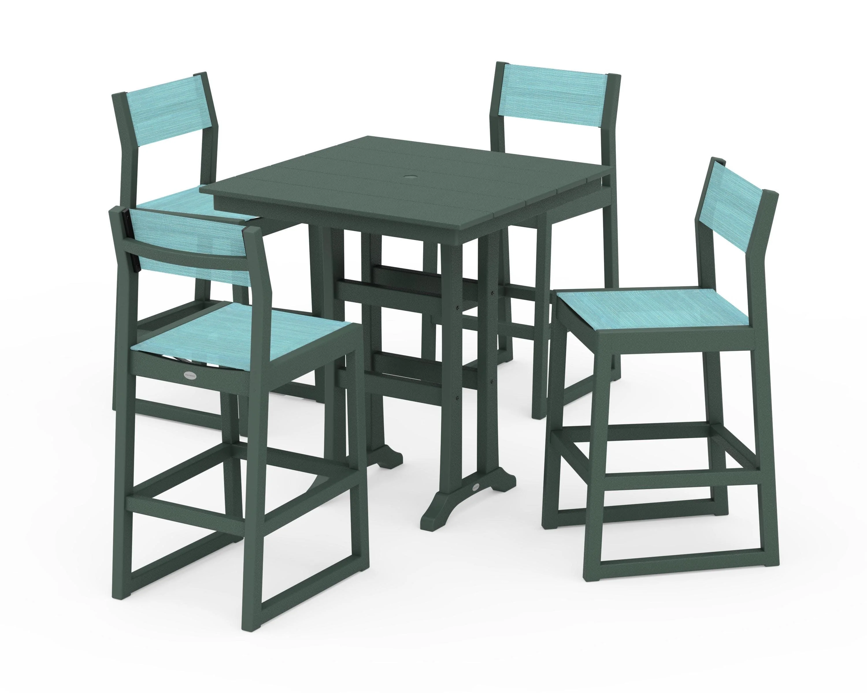 EDGE Sling Arm Chair 5-Piece Farmhouse Bar Set with Trestle Legs - Image 41