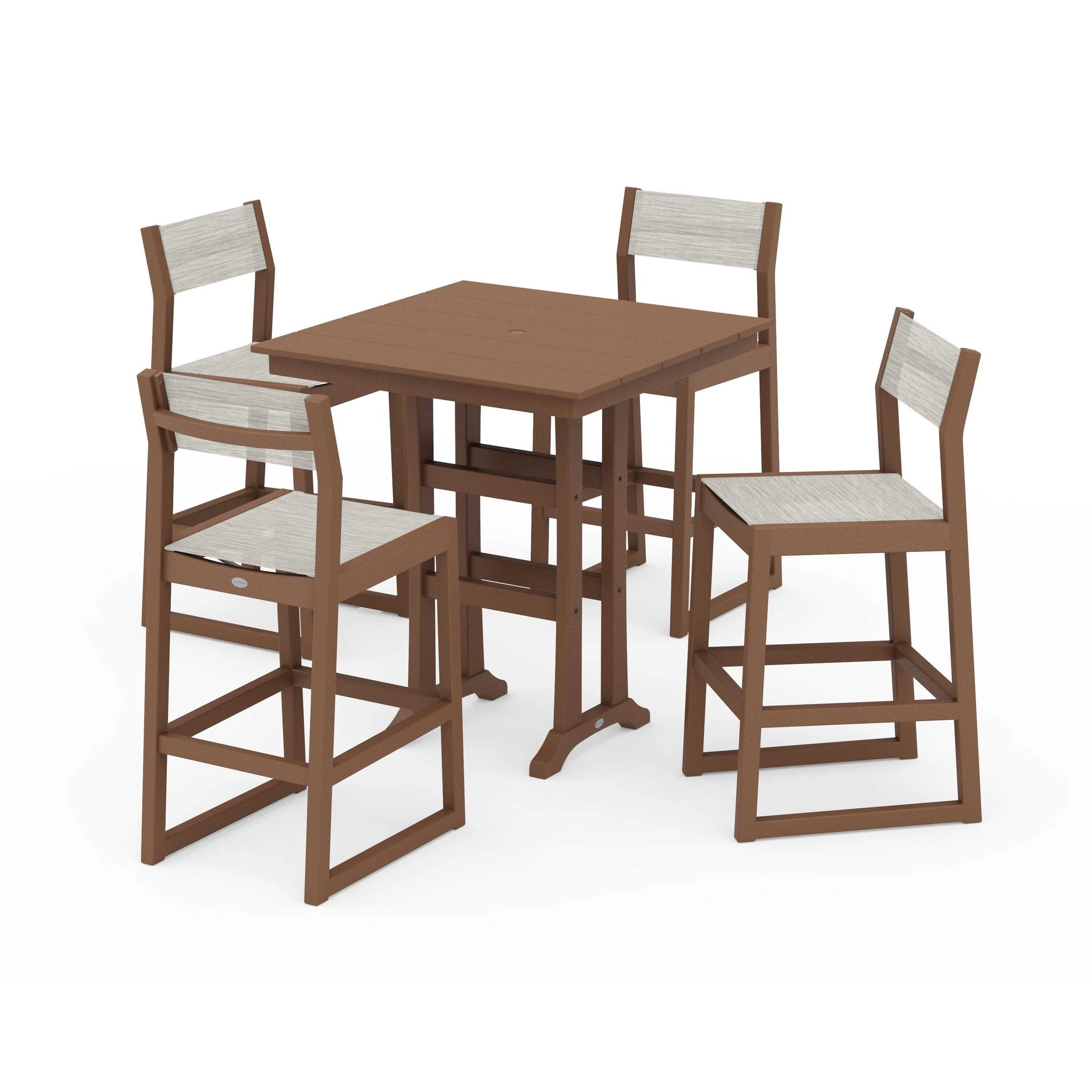 EDGE Sling Arm Chair 5-Piece Farmhouse Bar Set with Trestle Legs - Image 45