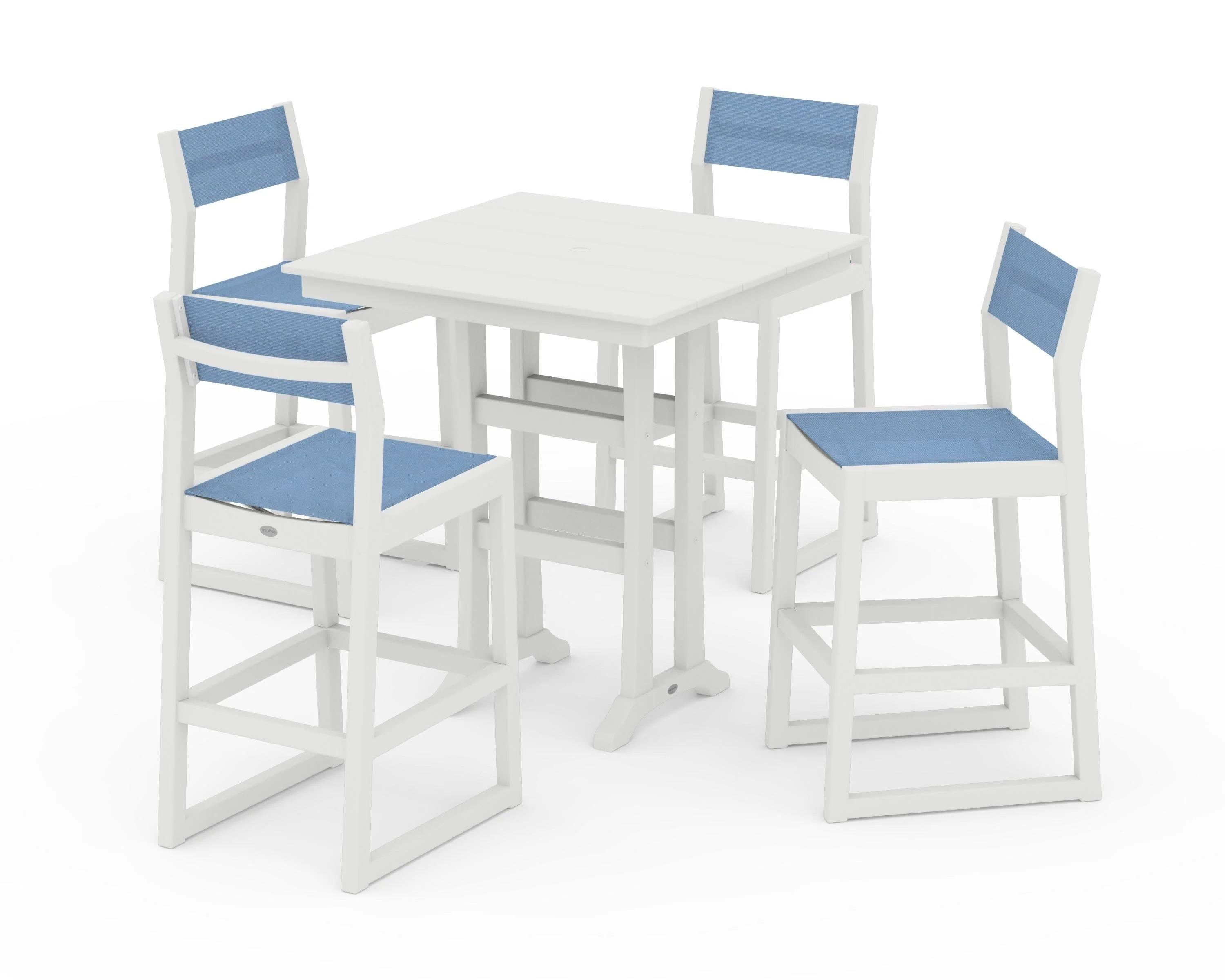EDGE Sling Arm Chair 5-Piece Farmhouse Bar Set with Trestle Legs - Image 5
