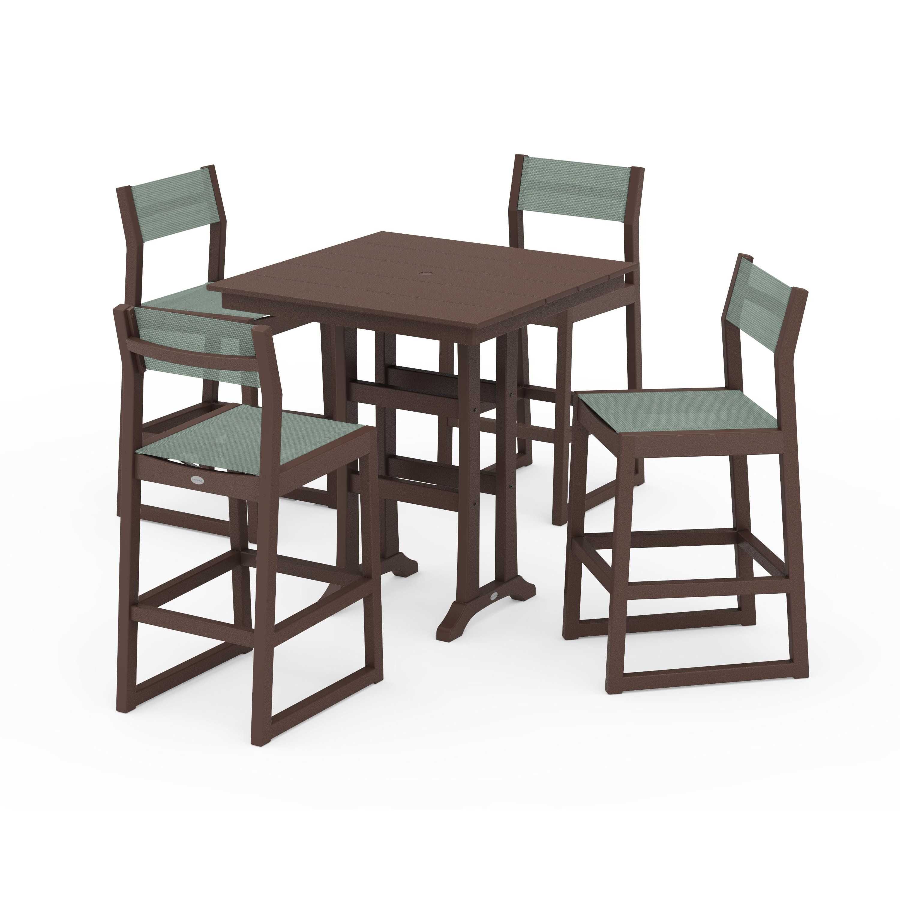 EDGE Sling Arm Chair 5-Piece Farmhouse Bar Set with Trestle Legs - Image 52